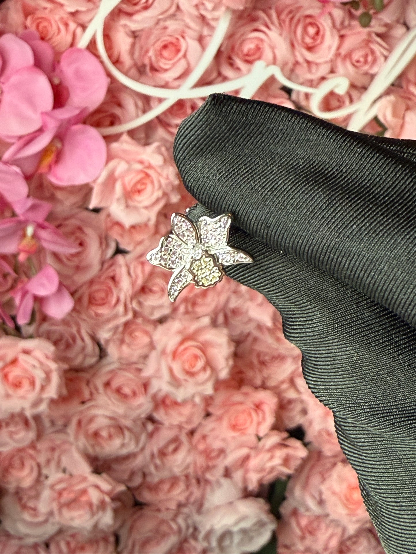 Shimmer Me Cattleya Ring • All-Zircon Pink Orchid Jewelry
