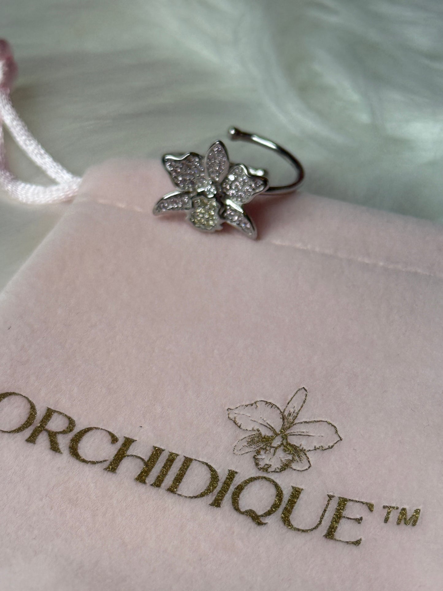 Shimmer Me Cattleya Ring • All-Zircon Pink Orchid Jewelry