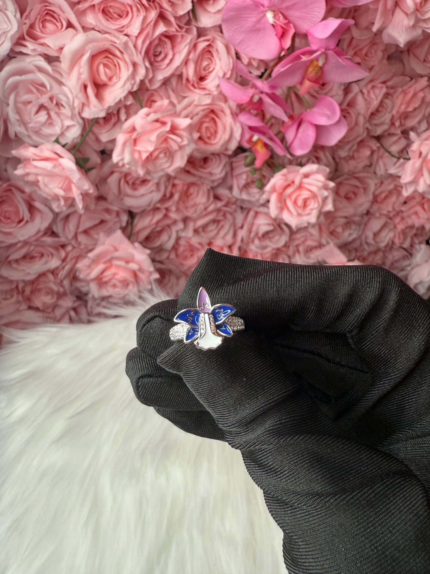 Blue Orchid Ring • Cattleya Violecea- Inspired Orchid Ring