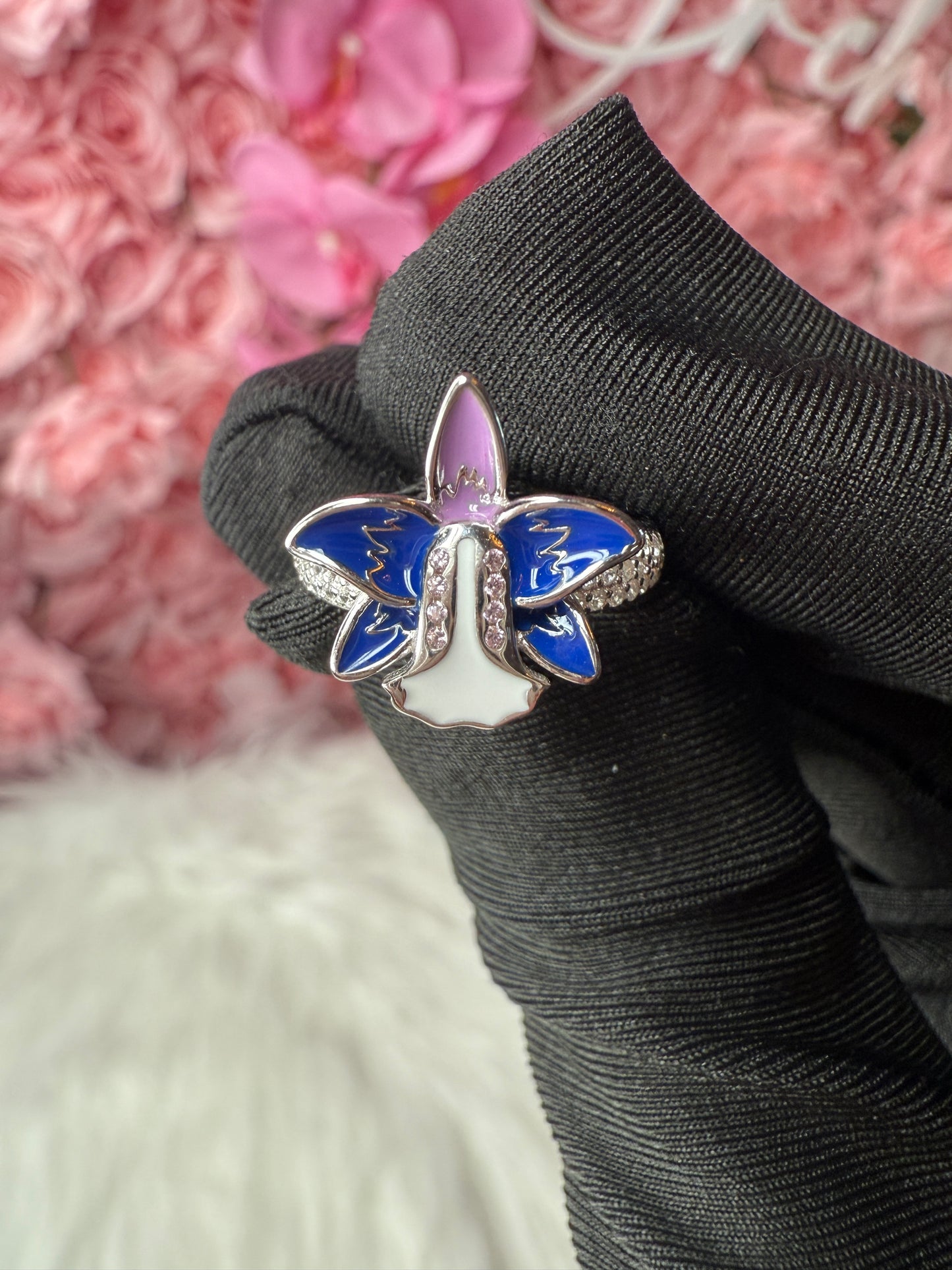 Blue Orchid Ring • Cattleya Violecea- Inspired Orchid Ring