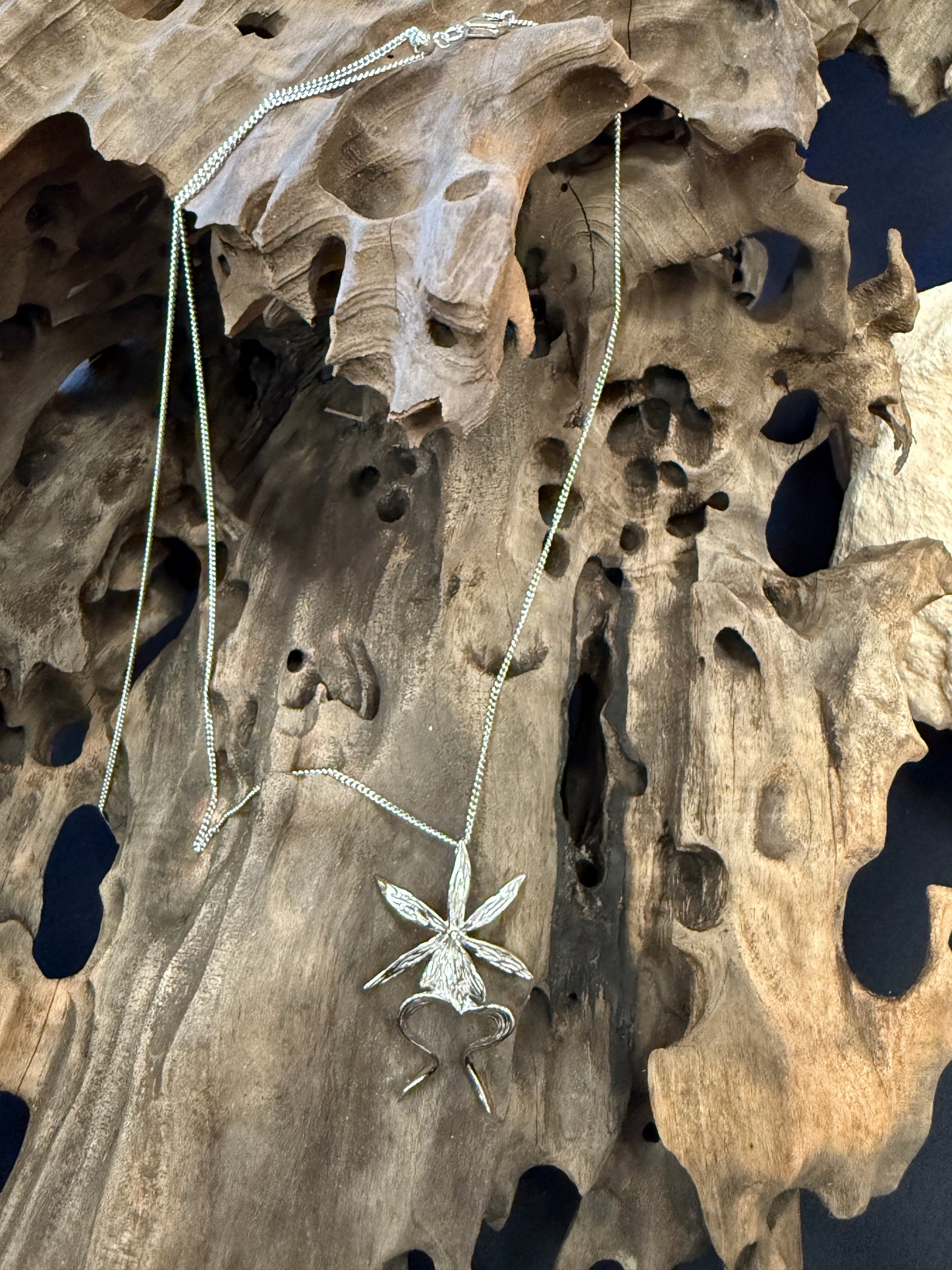 Ghost Orchid Silver Pendant Necklace - Orchidique