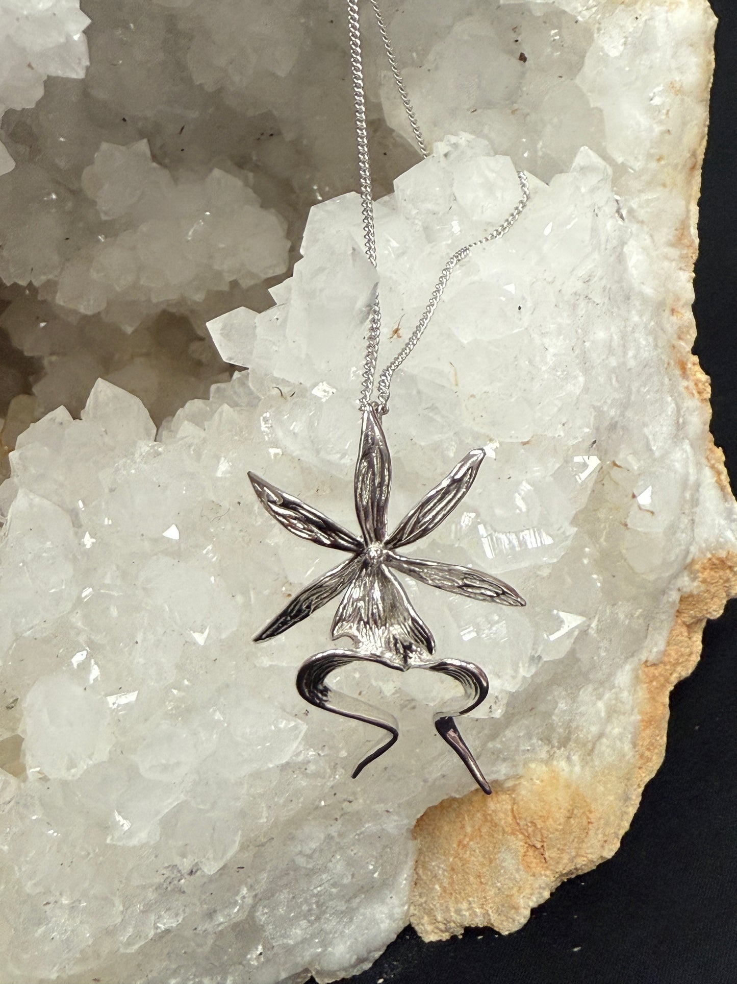 Ghost Orchid Silver Pendant Necklace - Orchidique