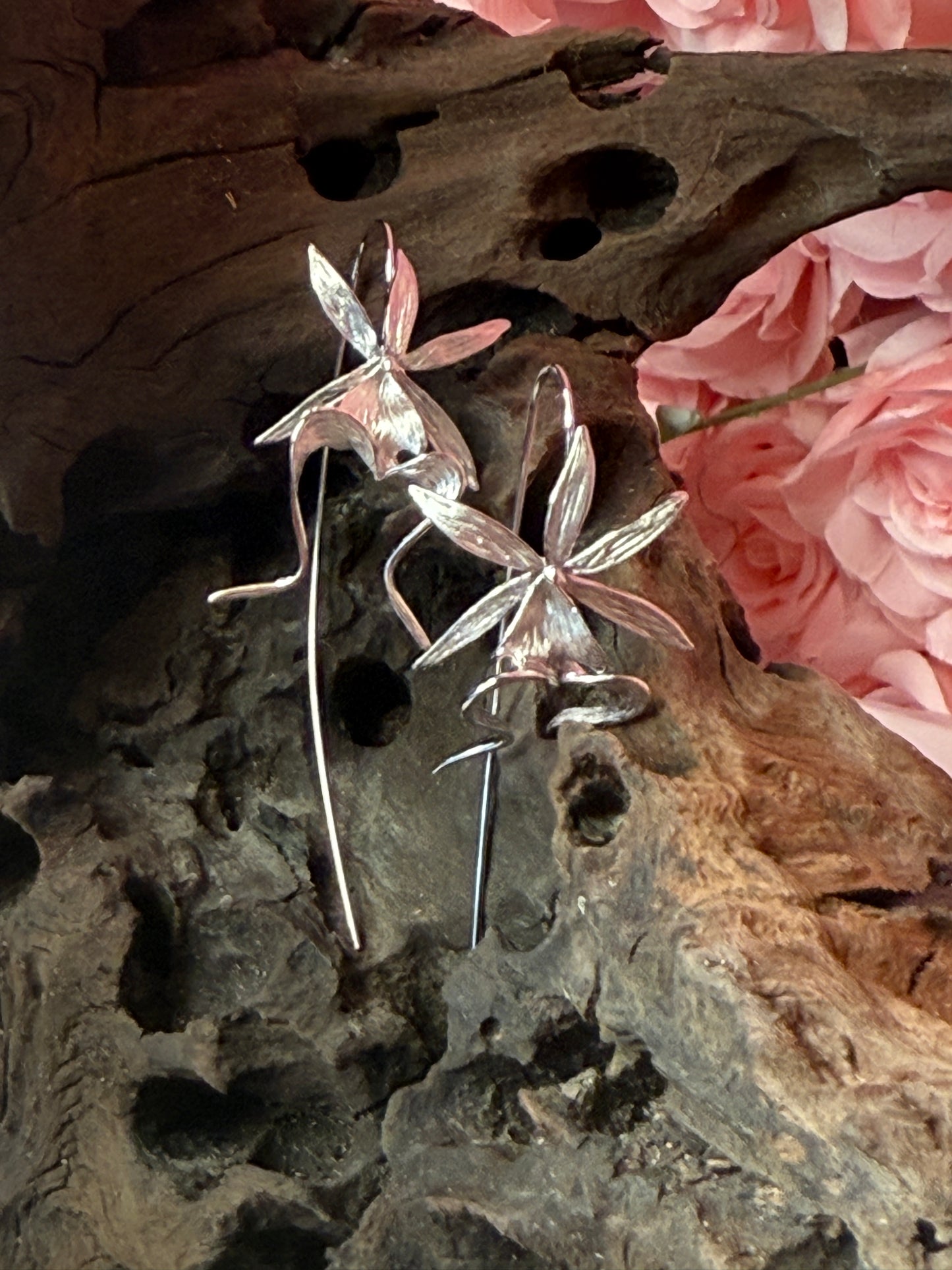 Ghost Orchid Sterling Silver Earrings - Orchidique