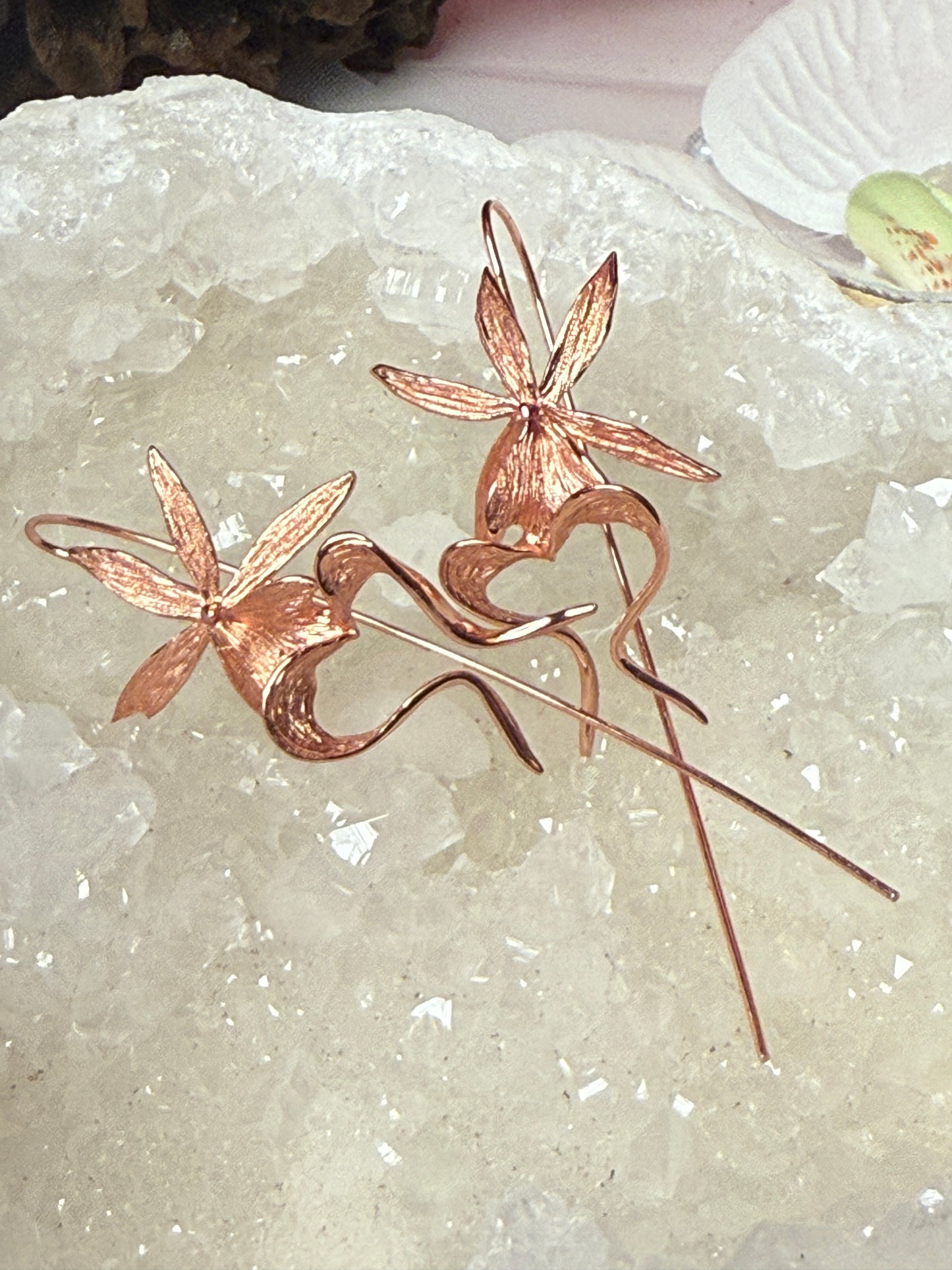 Ghost Orchid 18k Rose Gold Earrings - Orchidique