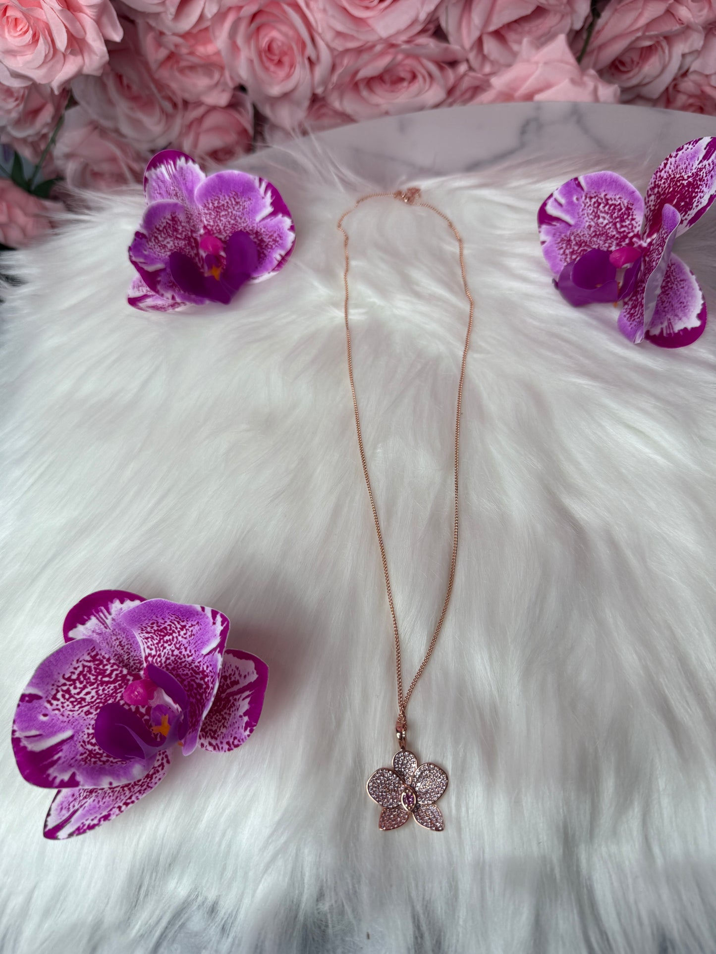 Shimmer me Phalaenopsis Collection • Rose Gold with Pink Zircons Orchid Jewelry