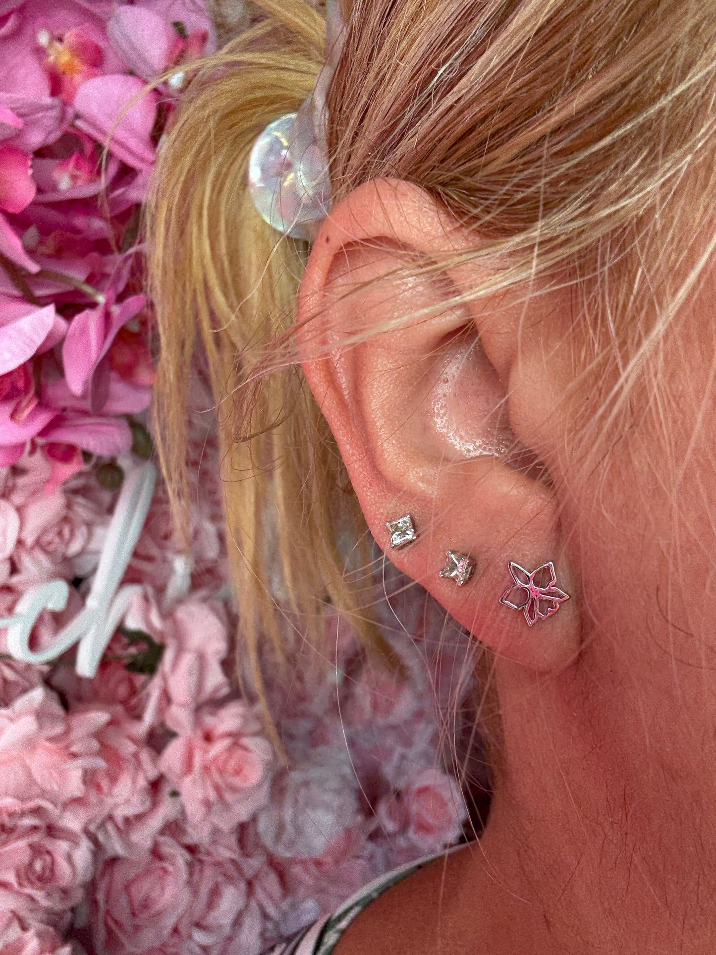 Dainty Orchid Earrings: Cattleya Earrings, Orchid Earrings Studs, Sterling Silver Orchid Post Earrings •