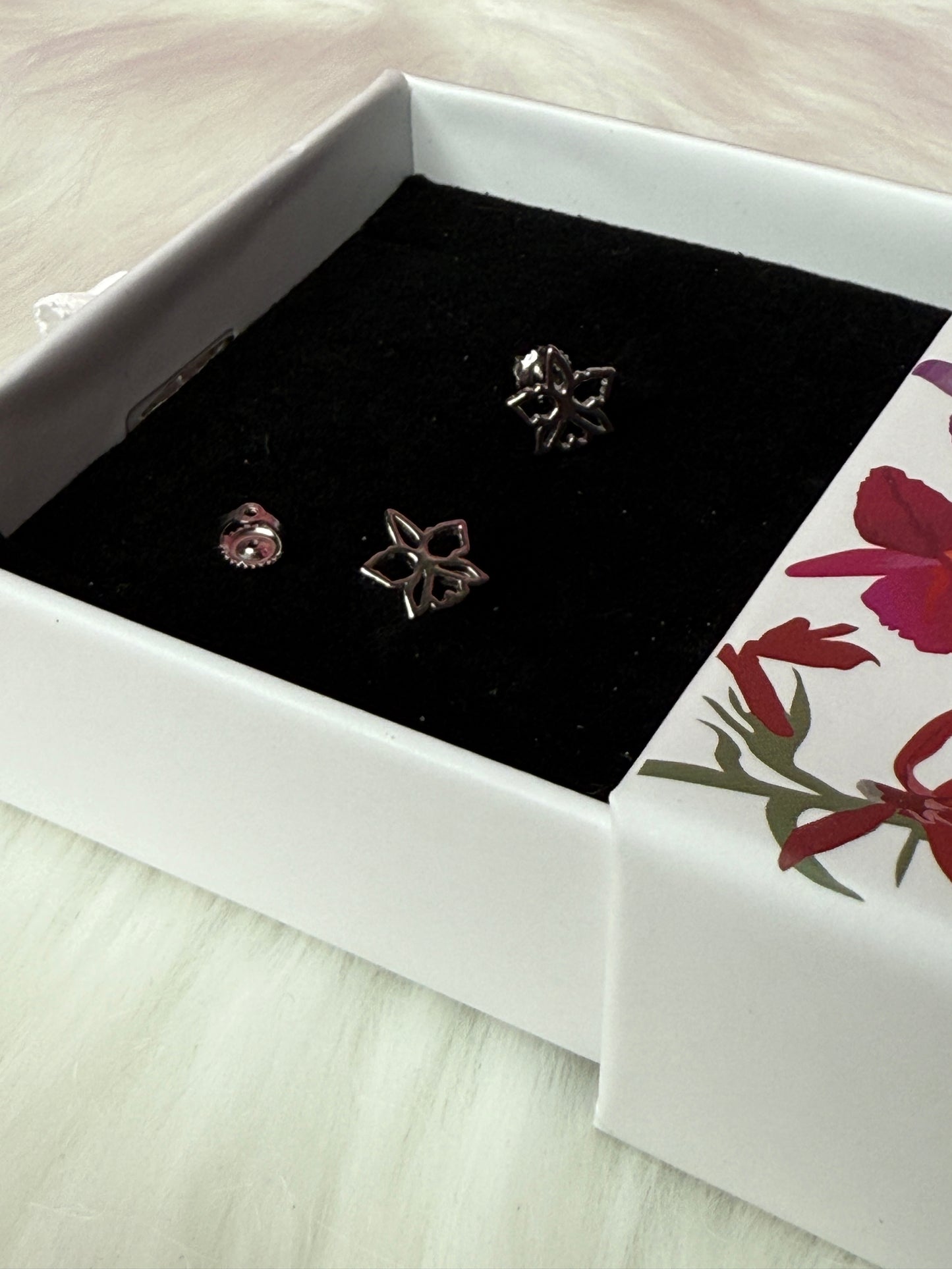 Dainty Orchid Earrings: Cattleya Earrings, Orchid Earrings Studs, Sterling Silver Orchid Post Earrings •