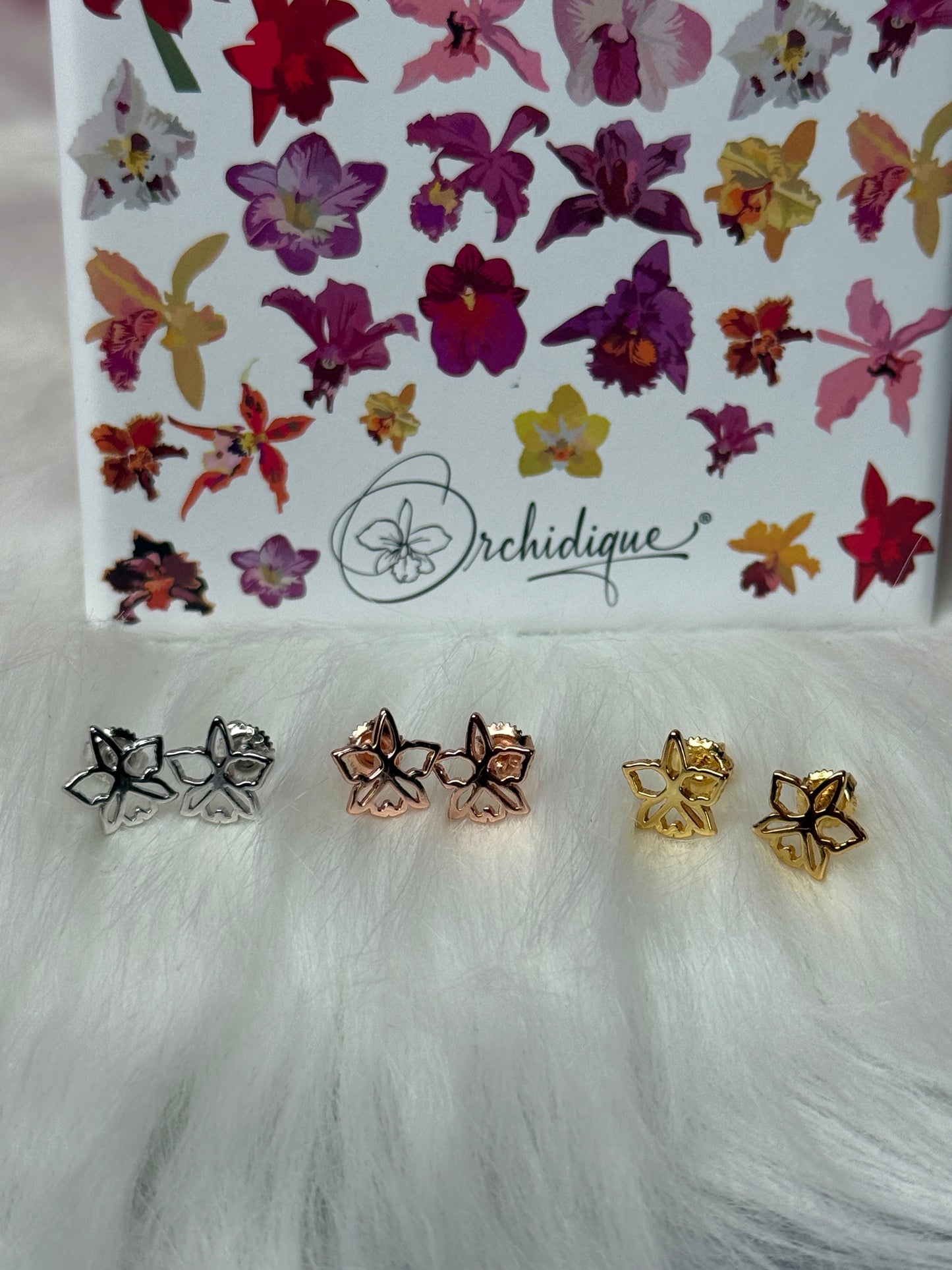 Dainty Orchid Earrings: Cattleya Earrings, Orchid Earrings Studs, Sterling Silver Orchid Post Earrings •