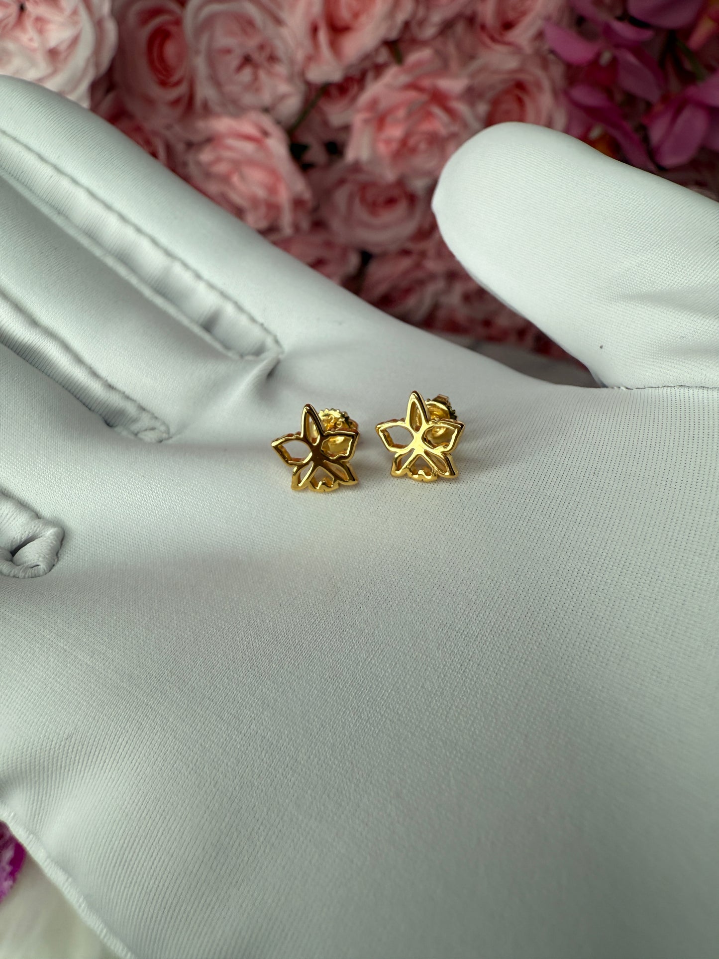 Dainty Orchid Earrings: Cattleya Earrings, Orchid Earrings Studs, Sterling Silver Orchid Post Earrings •