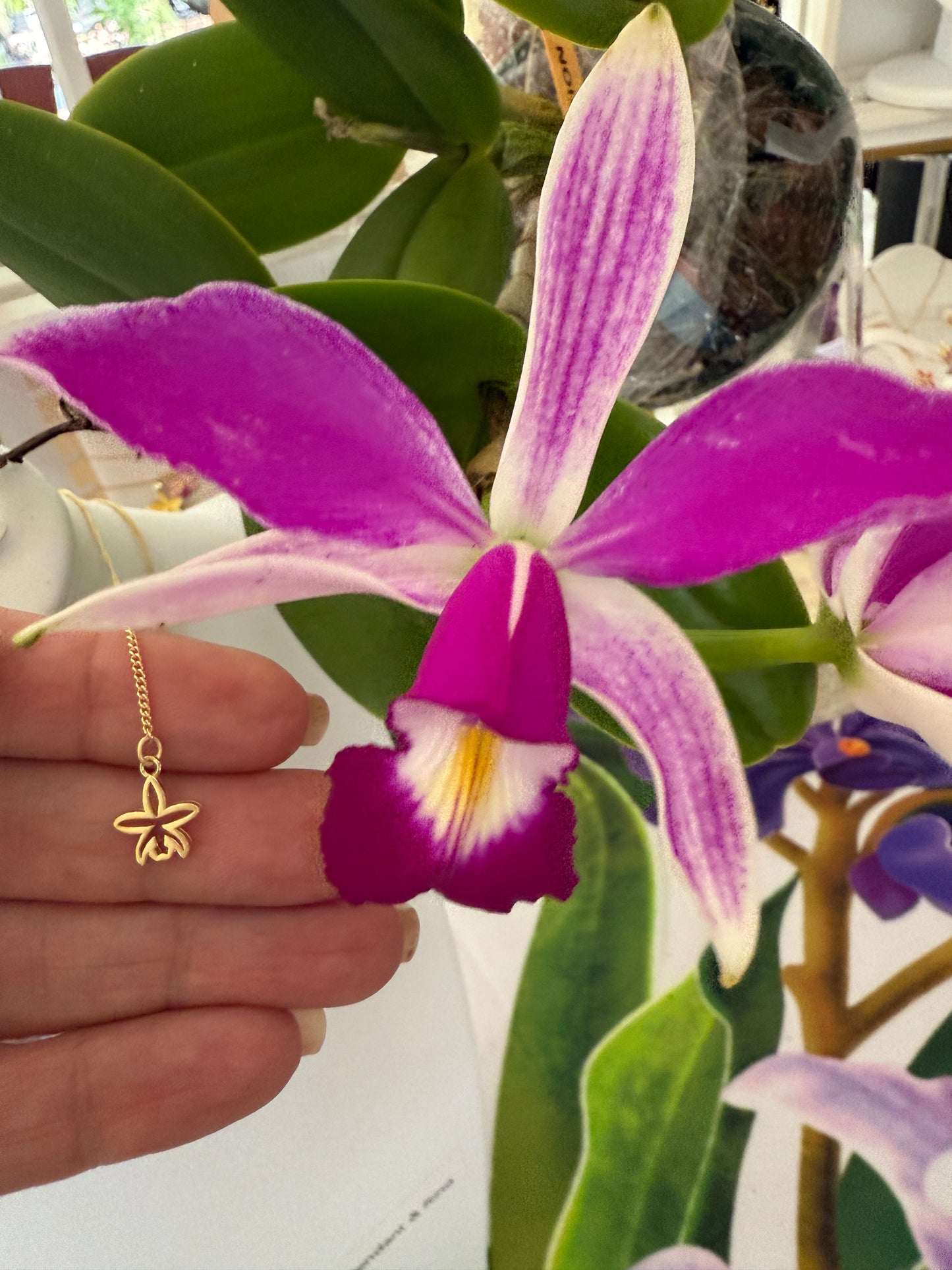 Orchid Potsy Collection: Potted PINK Vanda Necklace