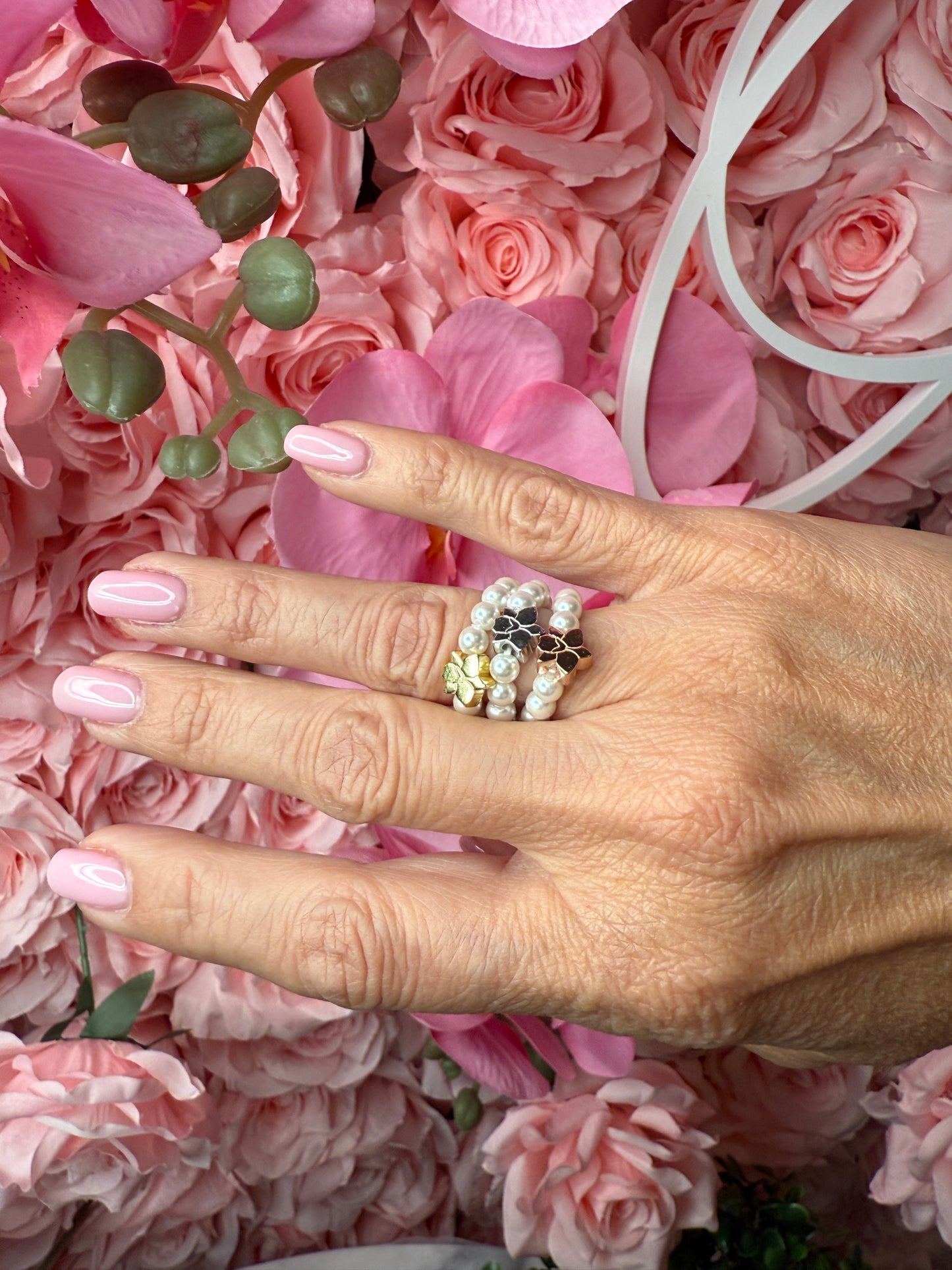 Pearl Orchid Ring: Cattleya Stackable Ring