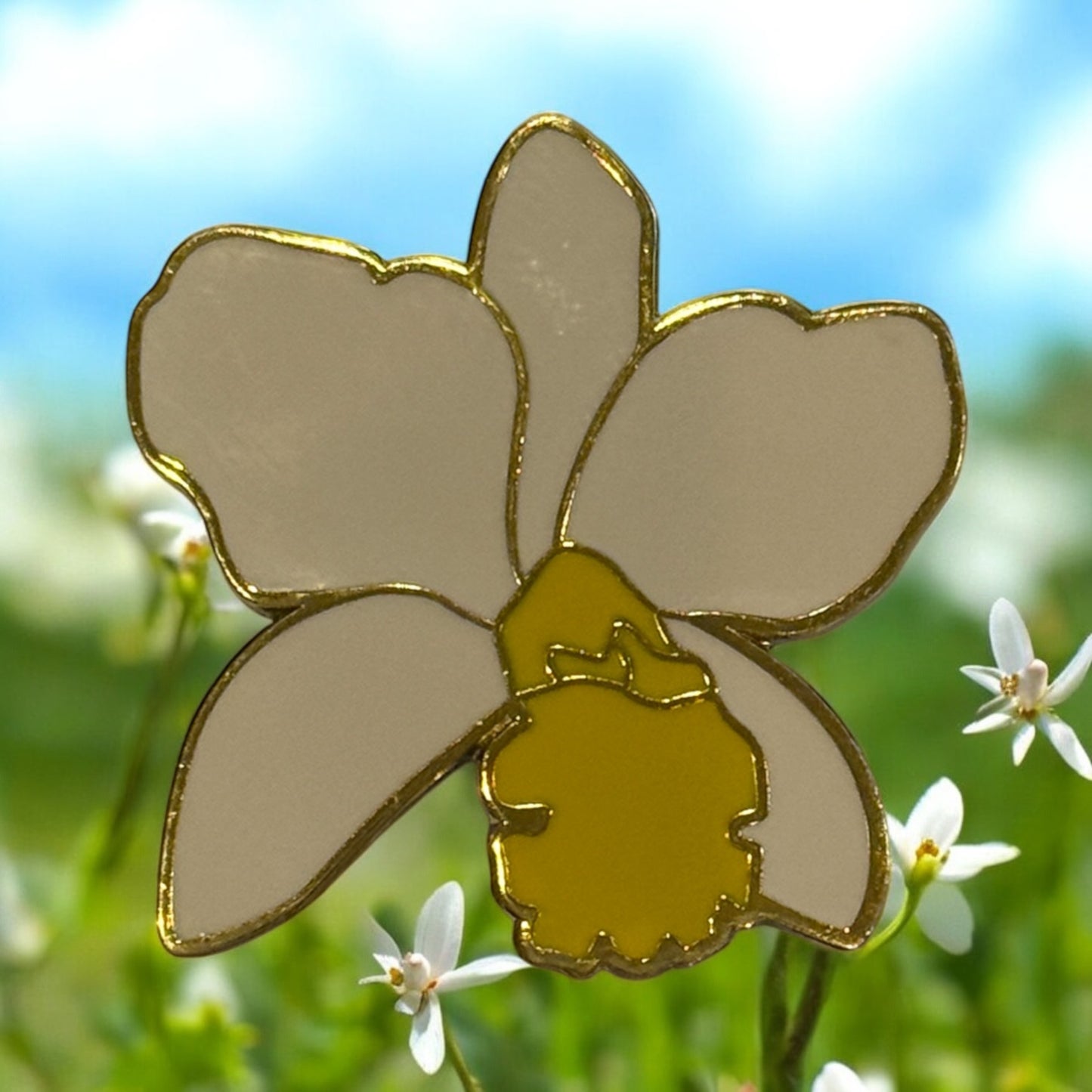 Purple lueddemanniana-Inspired Orchid Flower Enamel Pin