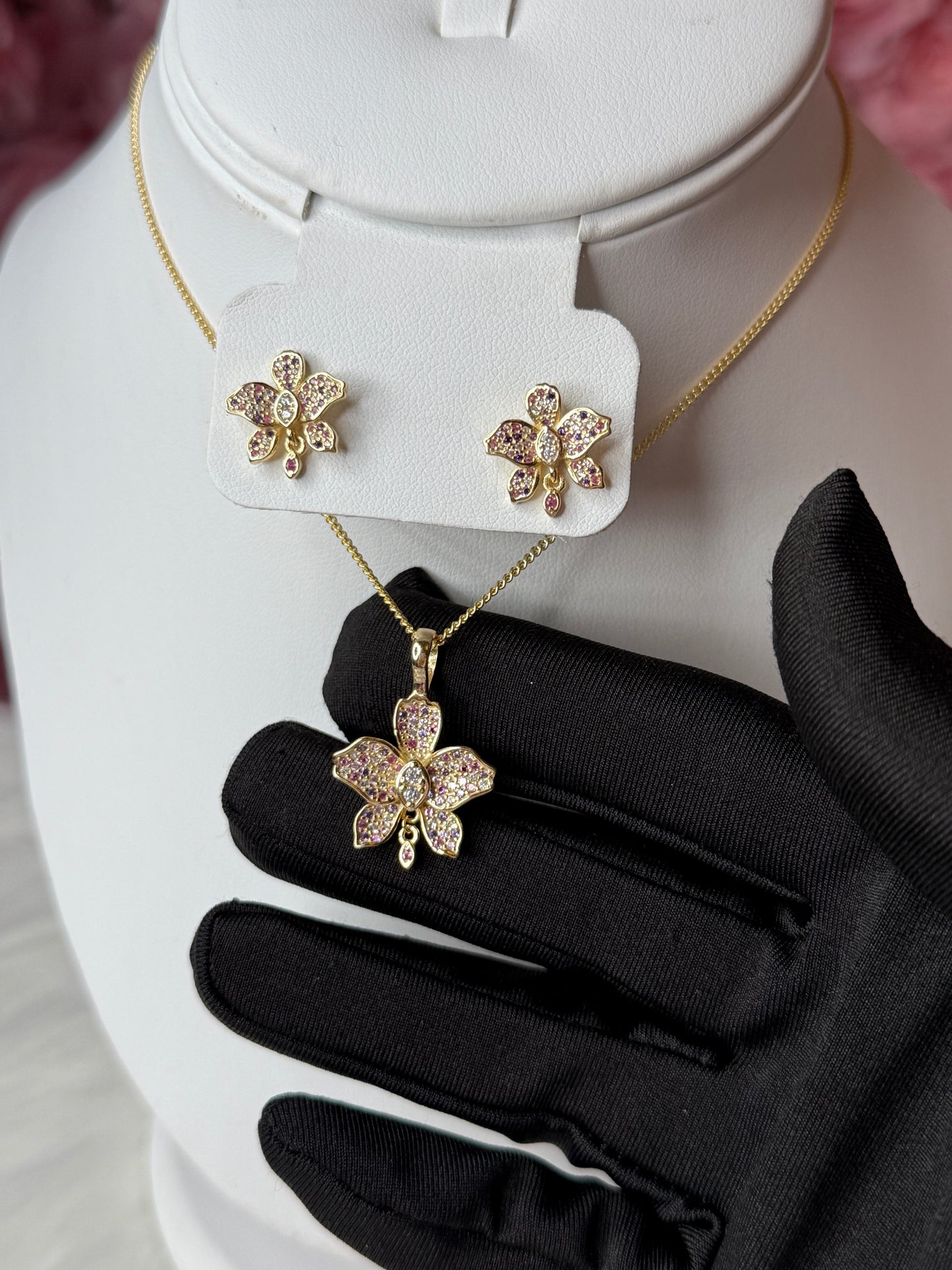 Fairy Dream Cattleya Collection - Gold Lavendar Splash Pink Zircon Cattleya Drop