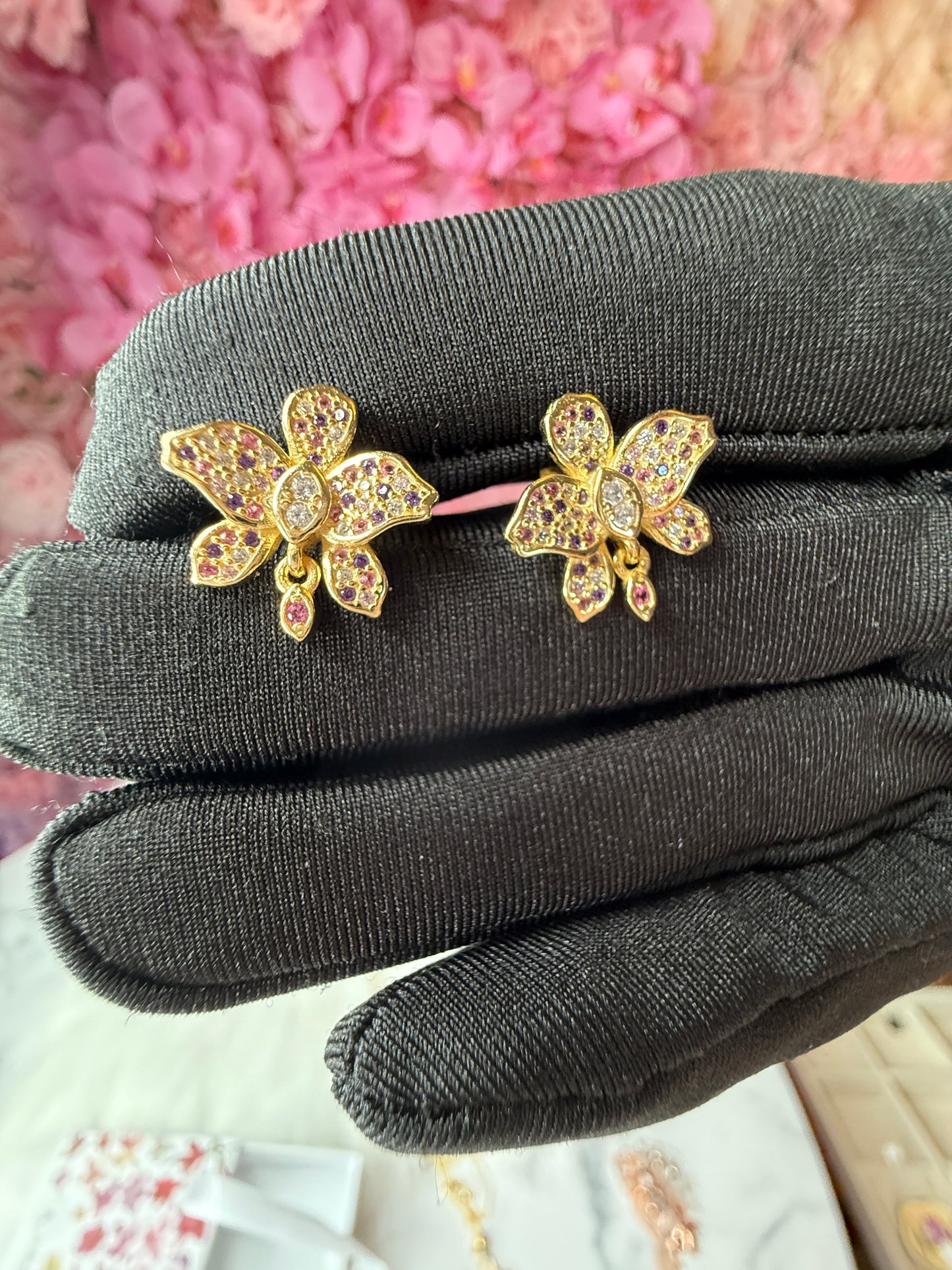 Fairy Dream Cattleya Collection - Gold Lavendar Splash Pink Zircon Cattleya Drop