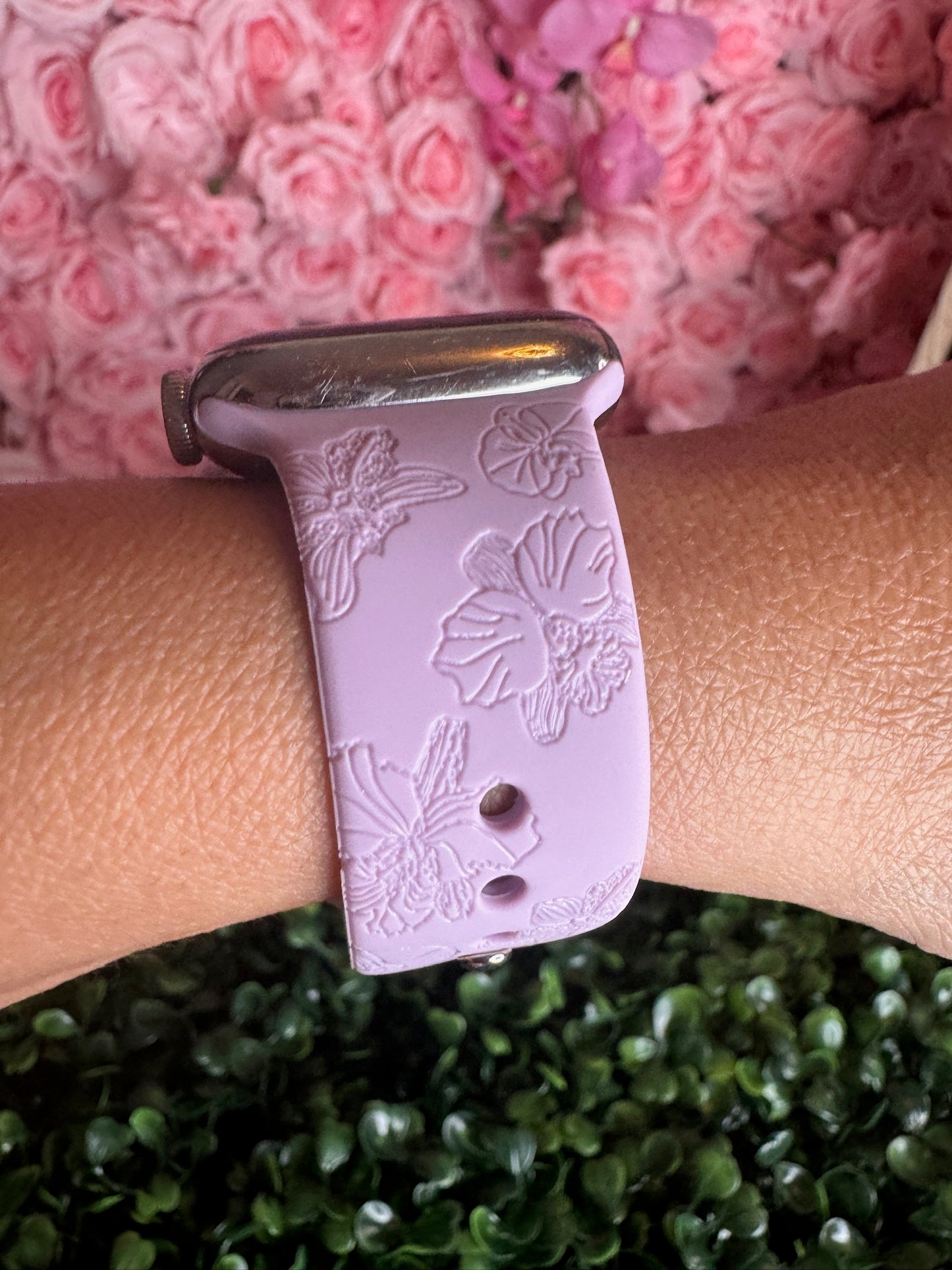 Cattleya & Phalaenopsis Engraved Apple Watch Bands - Orchidique