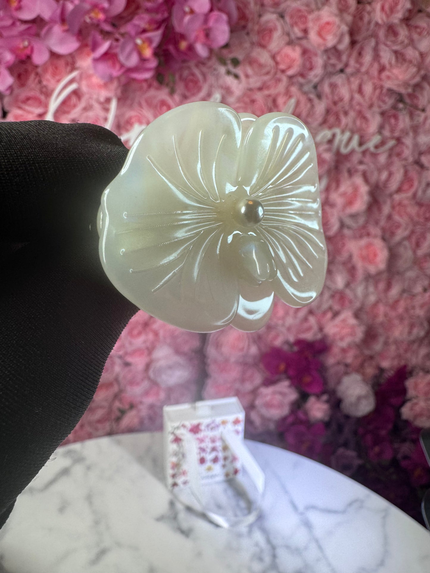 Acetate Orchid Hair Clip Phalaenopsis Hair Barrette • White Flower Hair Accessory