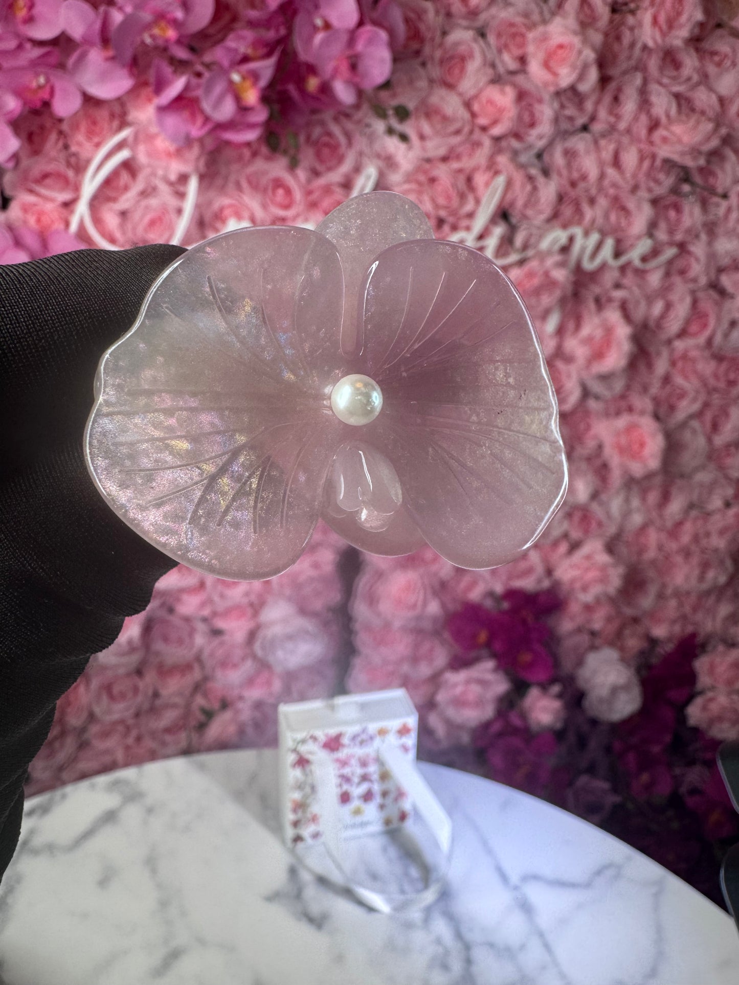 Acetate Orchid Hair Clip Phalaenopsis Hair Barrette • Pink Flower Hair Accessory
