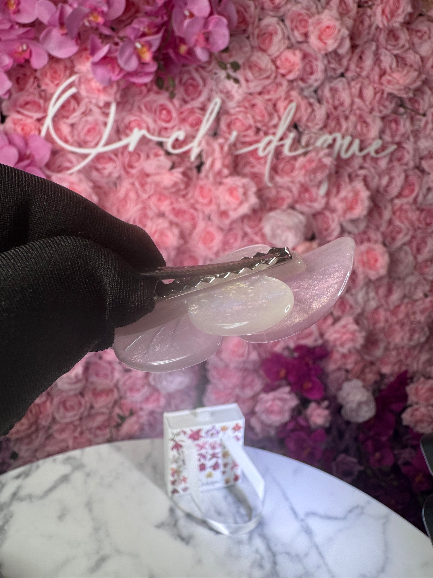 Acetate Orchid Hair Clip Phalaenopsis Hair Barrette • Pink Flower Hair Accessory