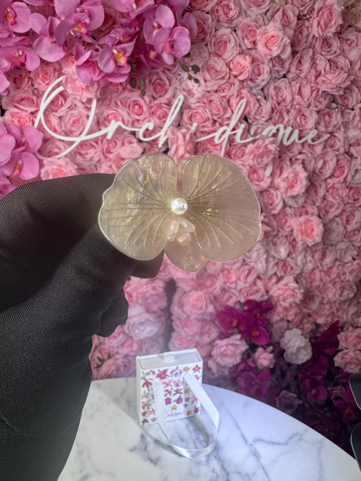 Orchid Hair Clip Phalaenopsis Hair Barrette • Nude Flower Hair Accessory