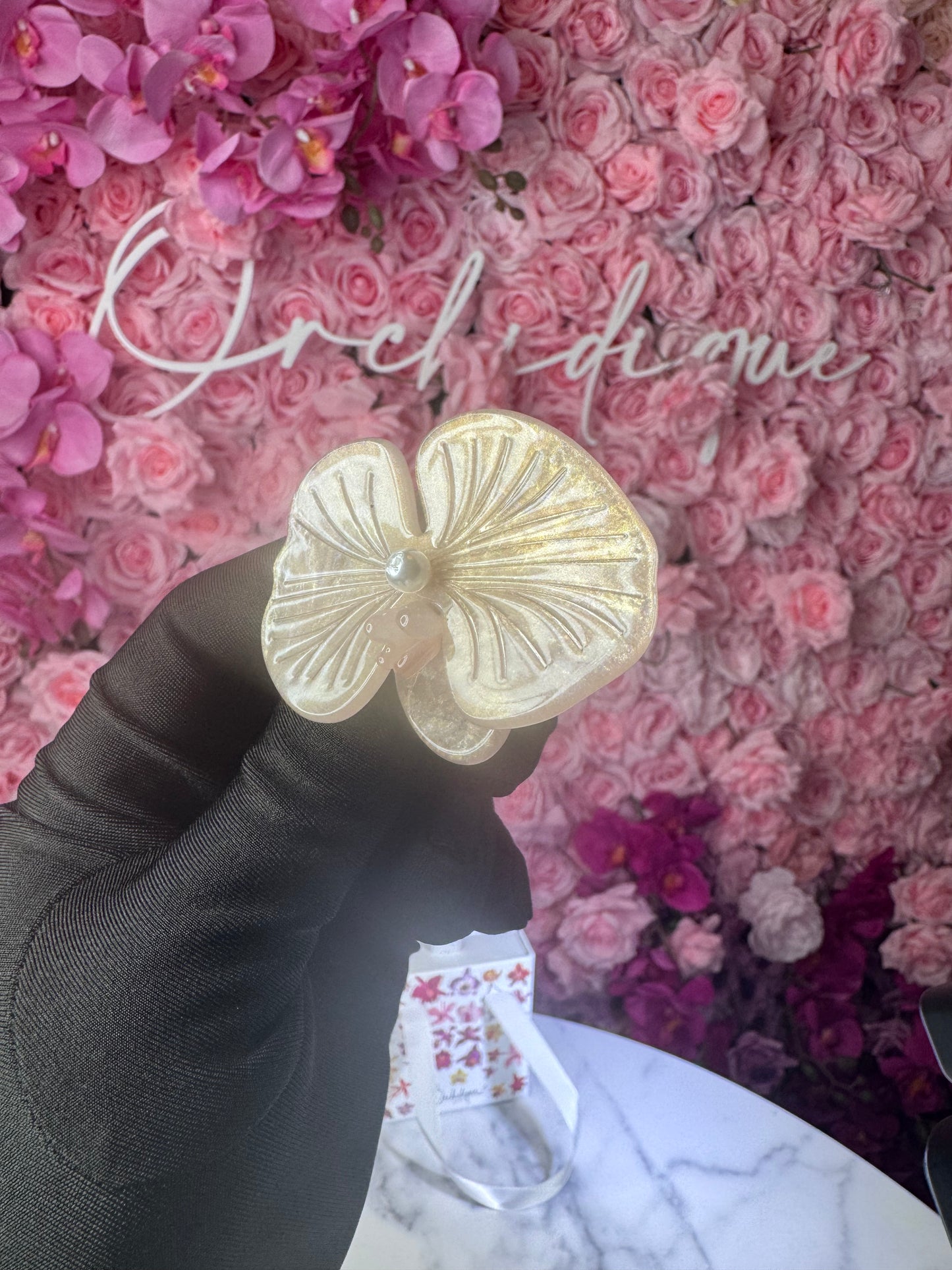Orchid Hair Clip Phalaenopsis Hair Barrette • Nude Flower Hair Accessory