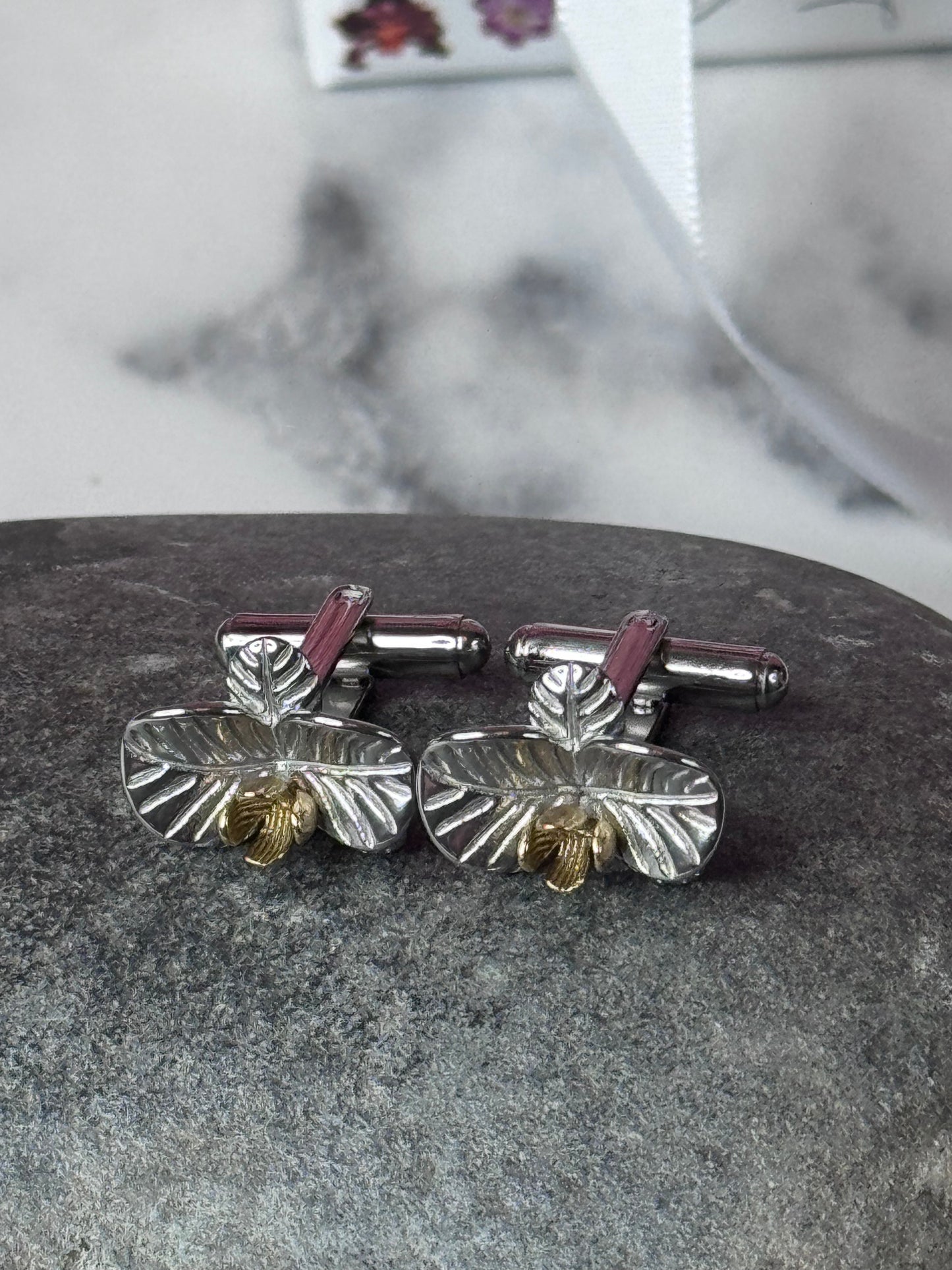 Stainless Steel Orchid Cufflinks