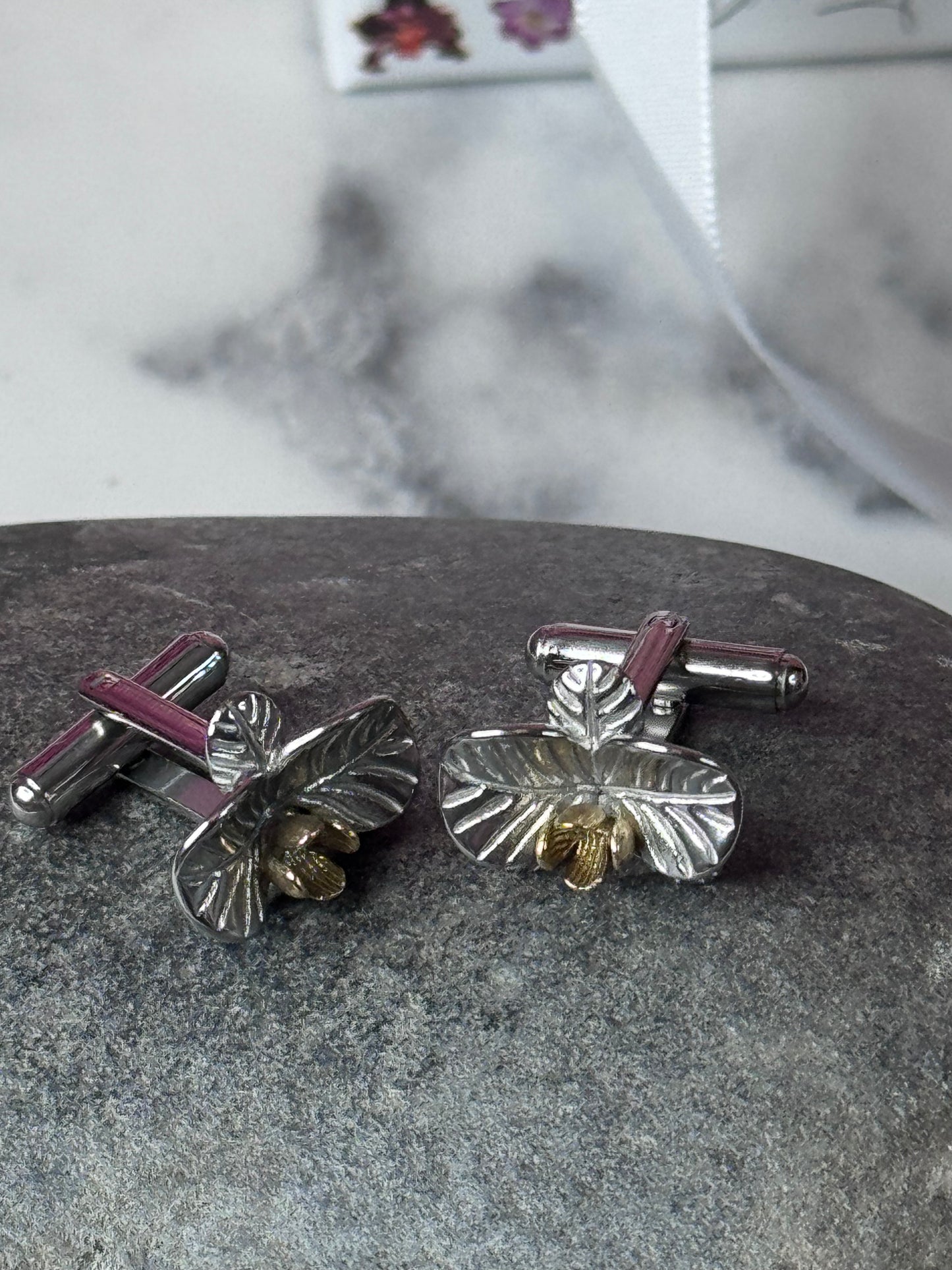 Stainless Steel Orchid Cufflinks