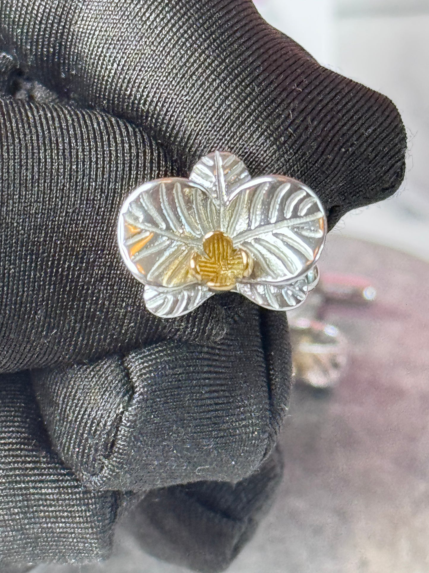 Stainless Steel Orchid Cufflinks