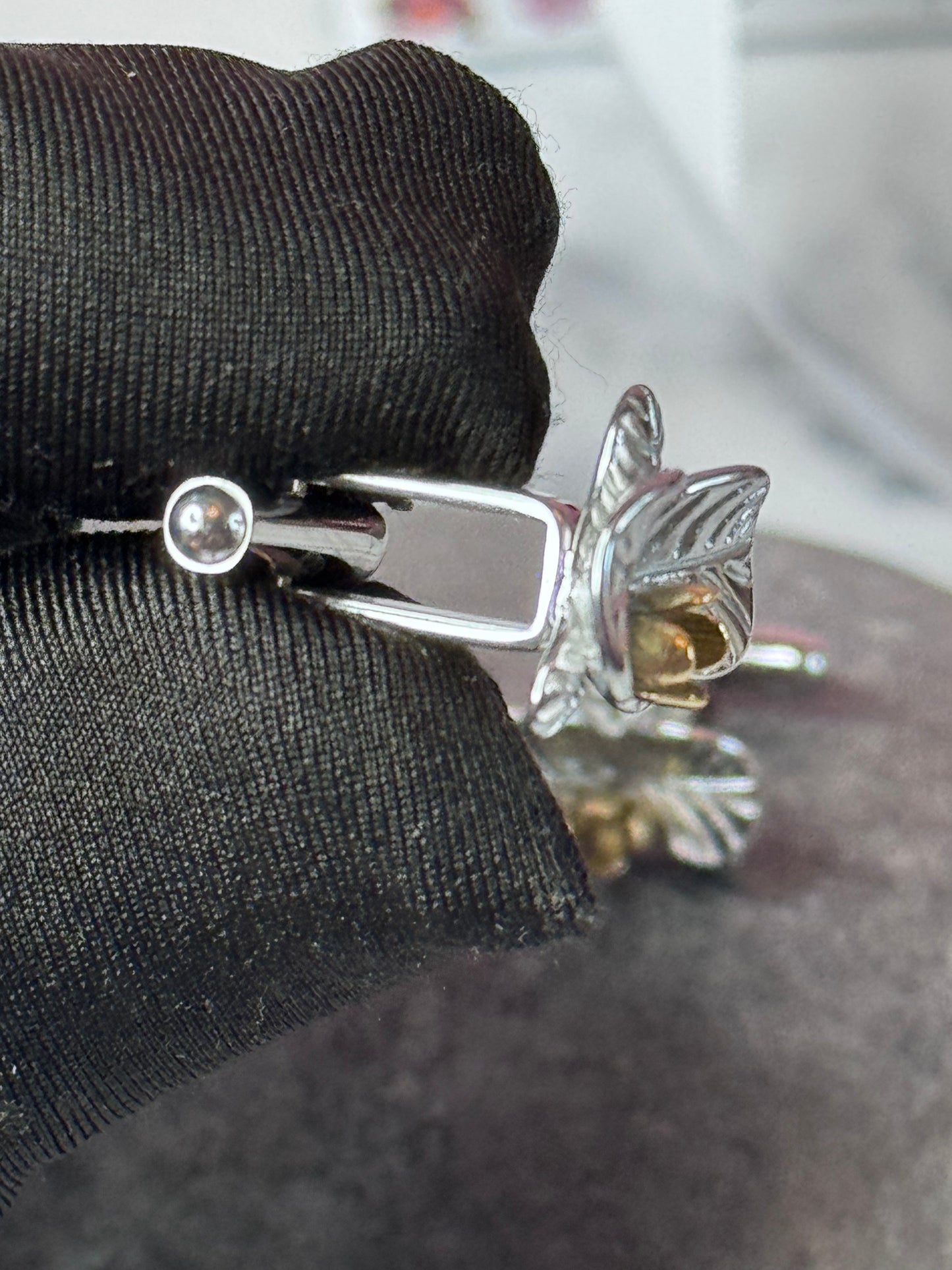 Stainless Steel Orchid Cufflinks