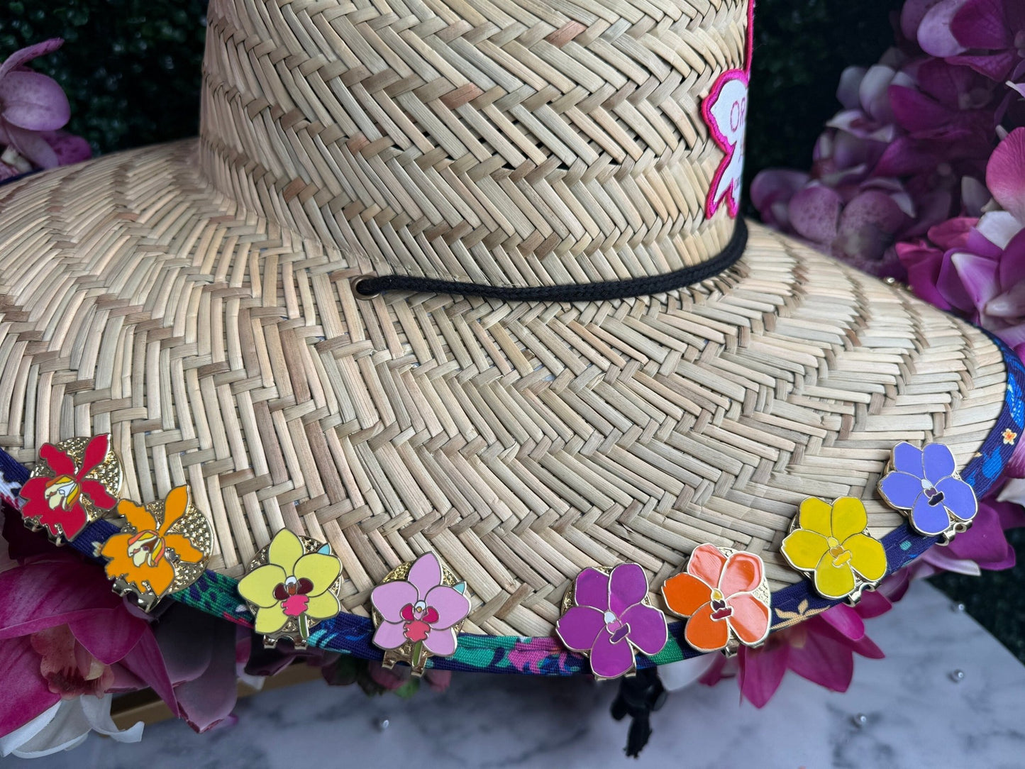 Cattleya Orchid Flower Golf Hat Charm Marker • Luxury Golf Ball Marker with Hat Clip • Unique Gift for Golfers • Flower Hat Clip - Orchidique