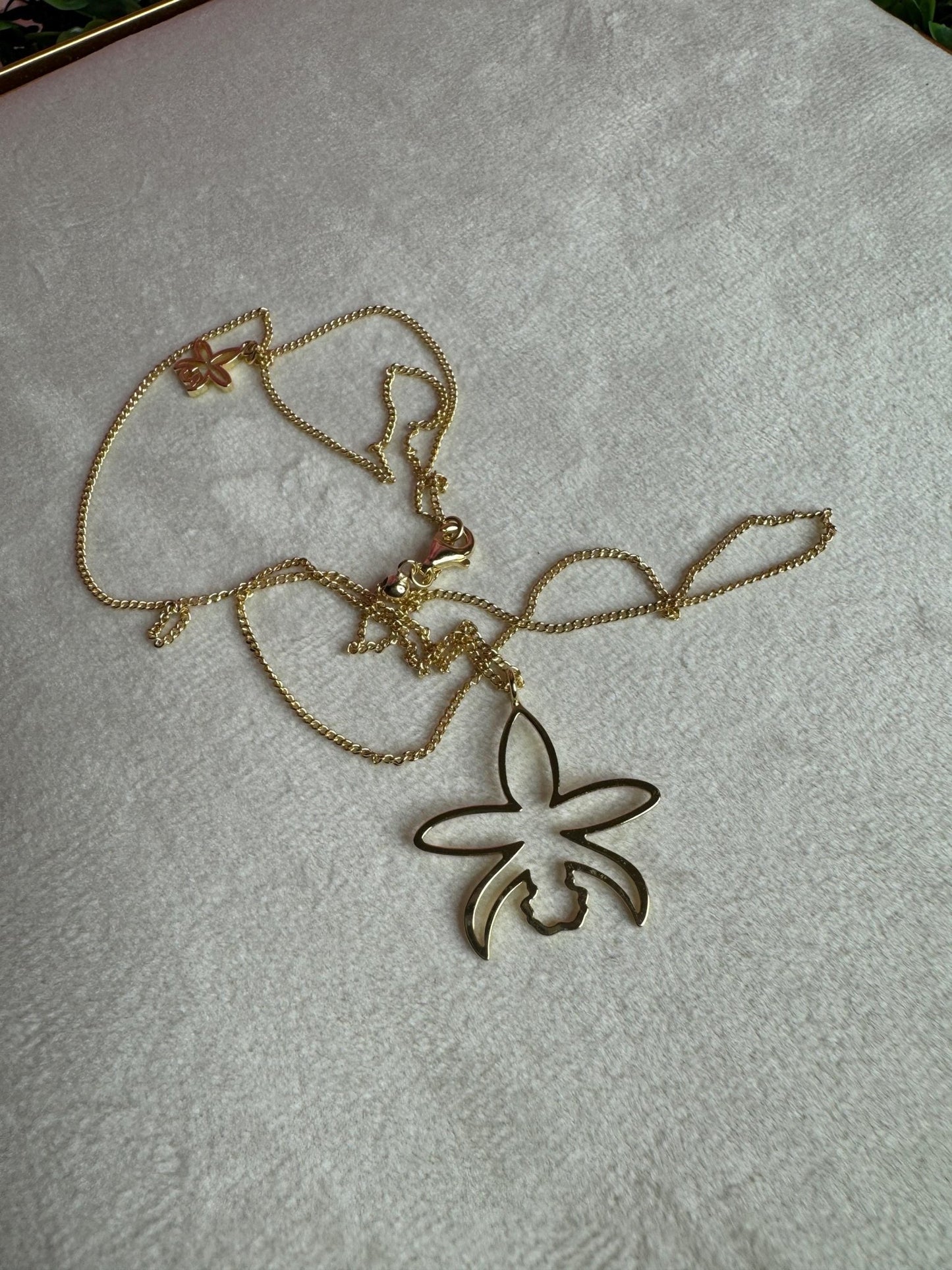 Cattleya Orchid Hallow Pendant Necklace – 14k Gold Necklace • Sterling Silver Orchid Flower Necklace • Orchid Pendant Jewelry - Orchidique