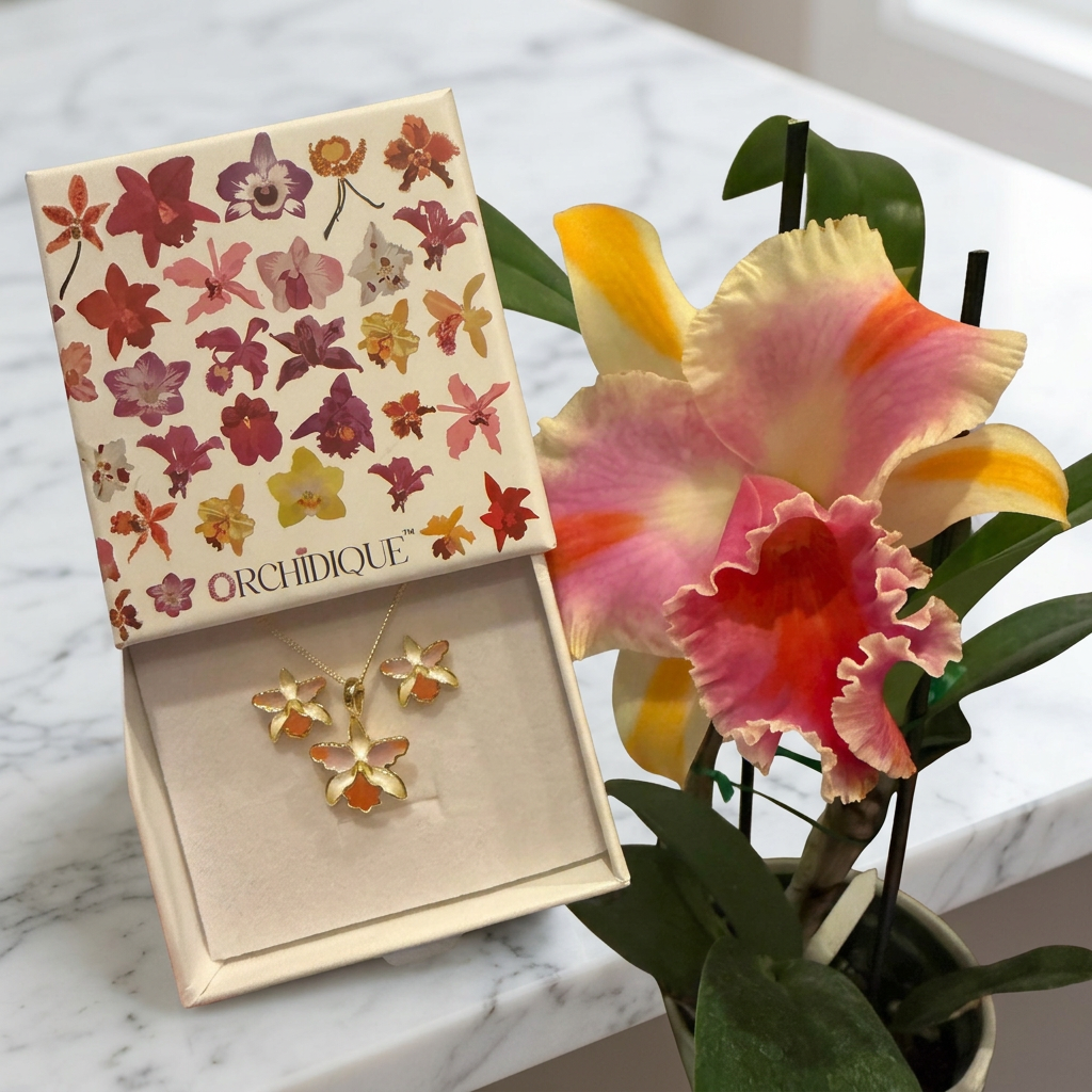 Cattleya Orchid Necklace, Earrings or Ring — Orchidique view 10