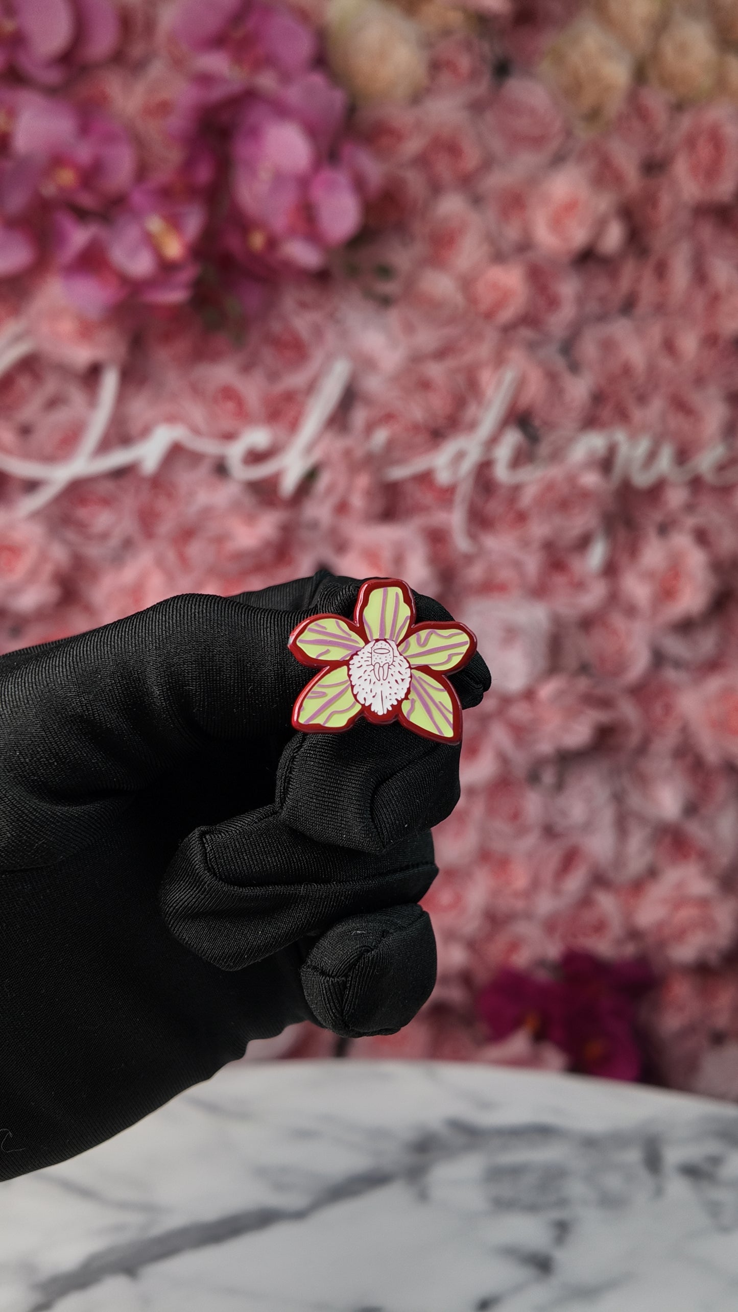 Cymbidium inspired Orchid Flower Enamel Pin