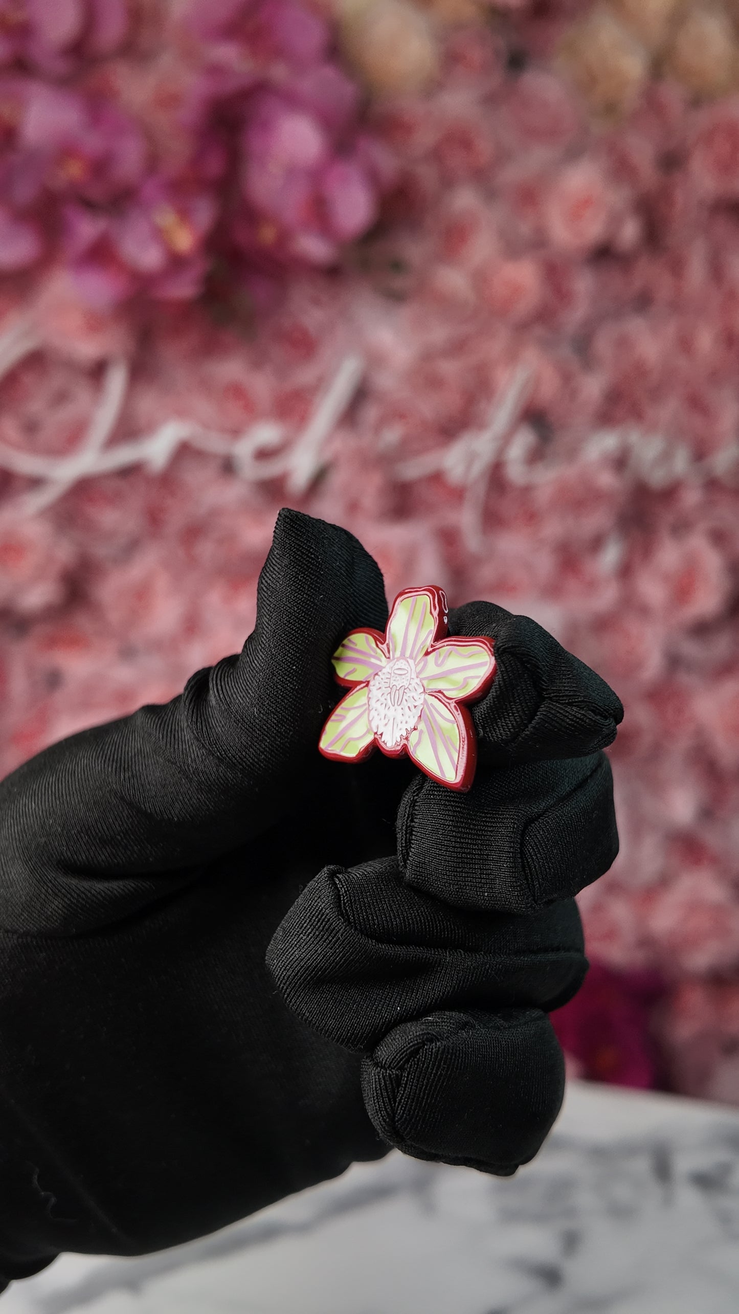 Cymbidium inspired Orchid Flower Enamel Pin