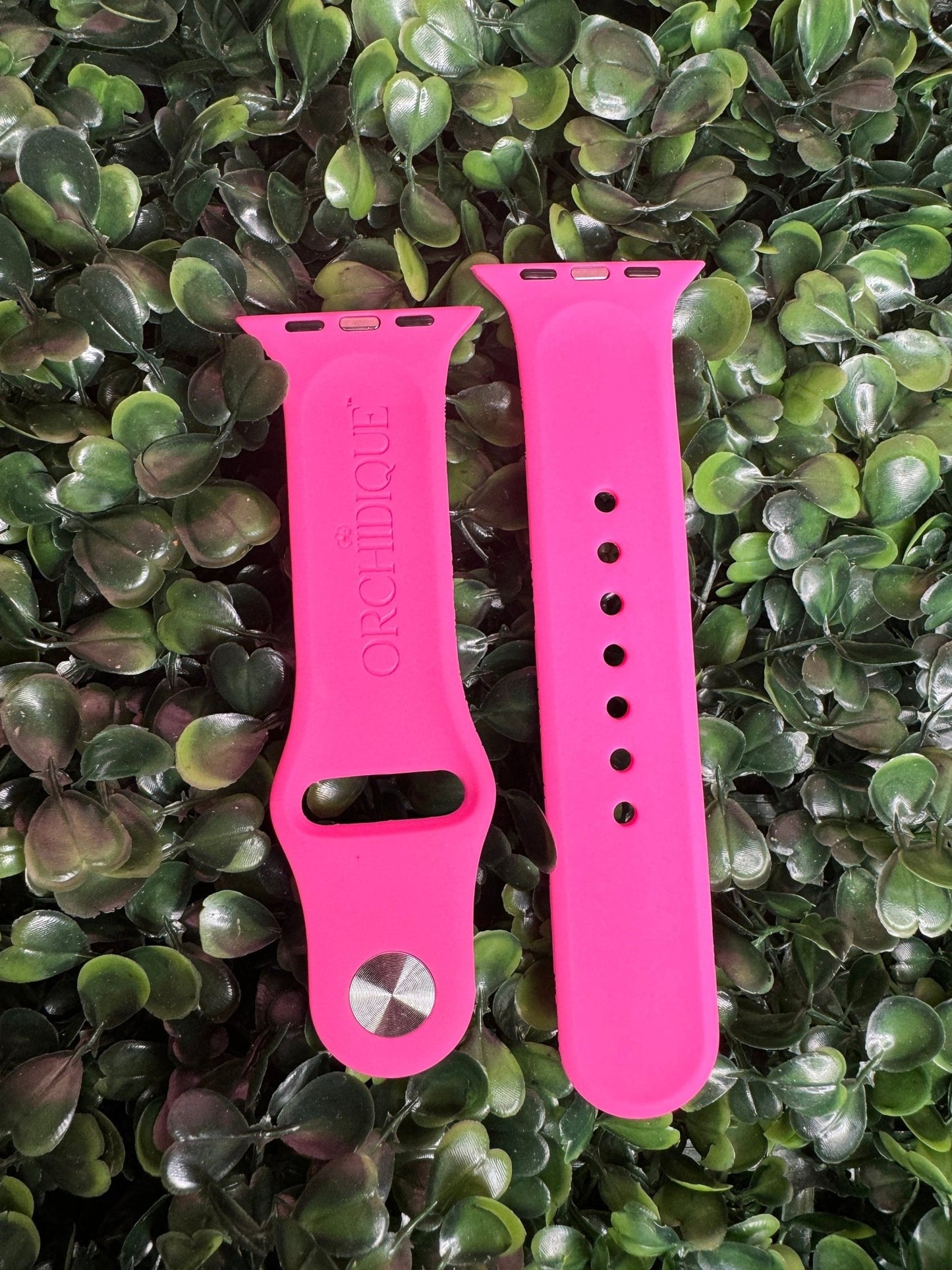 Hot Pink Orchid Engraved Apple Watch Band • Silicone Floral Watch Strap • Floral Watch Band • Gift for Orchid Lovers - Orchidique
