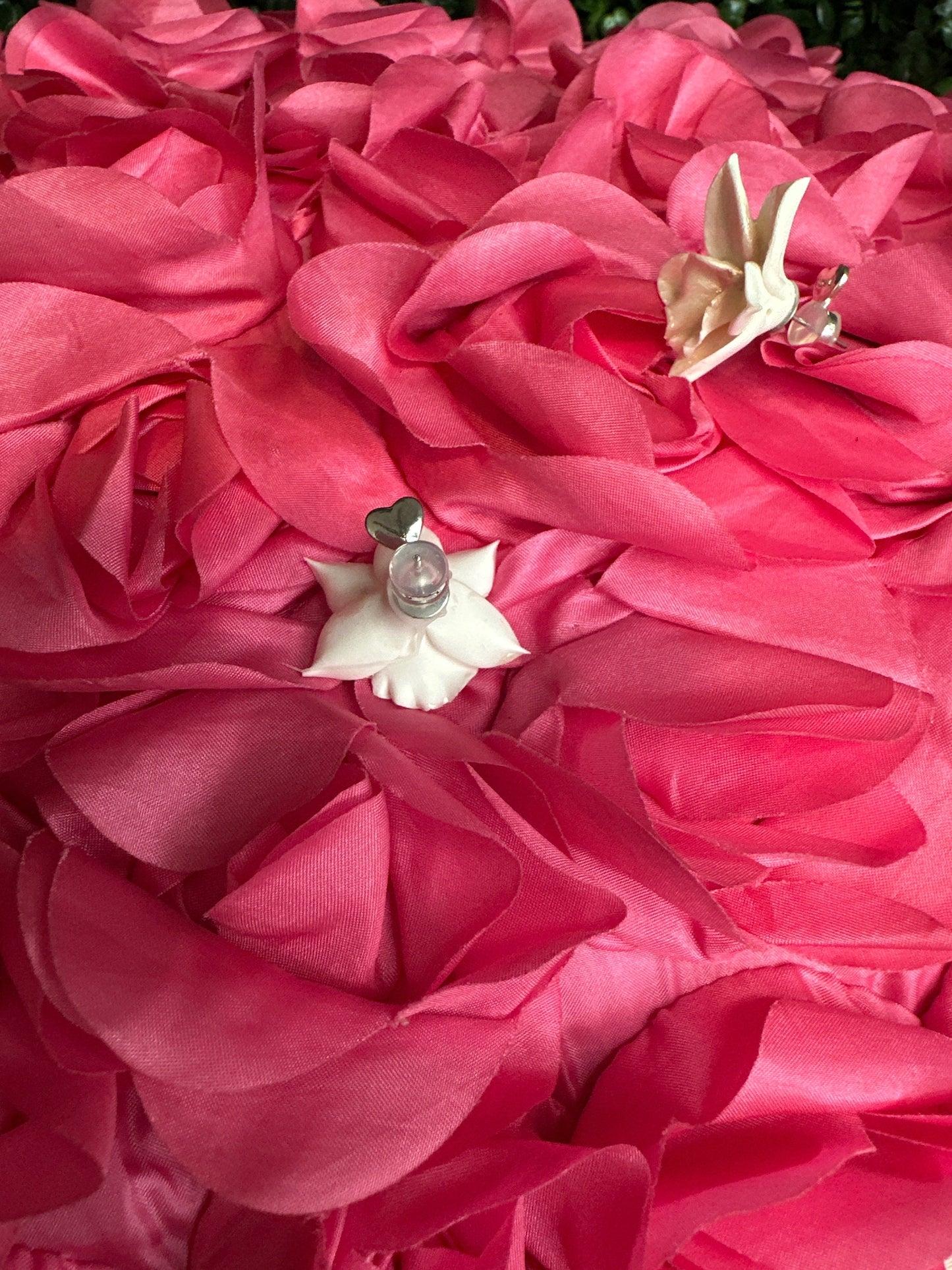 White Cattleya Orchid Studs • Unique Handmade Floral Jewelry • Bridesmaid Gift• Flower Earrings