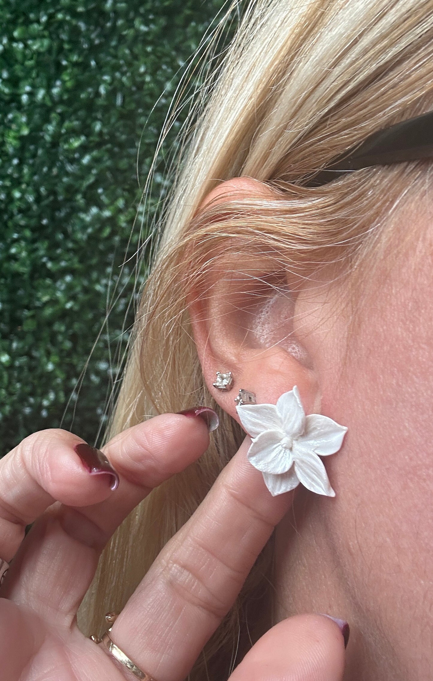 White Pearl Cattleya Orchid Studs • Unique Handmade Floral Earrings • Bridesmaid Gift• Flower Earrings