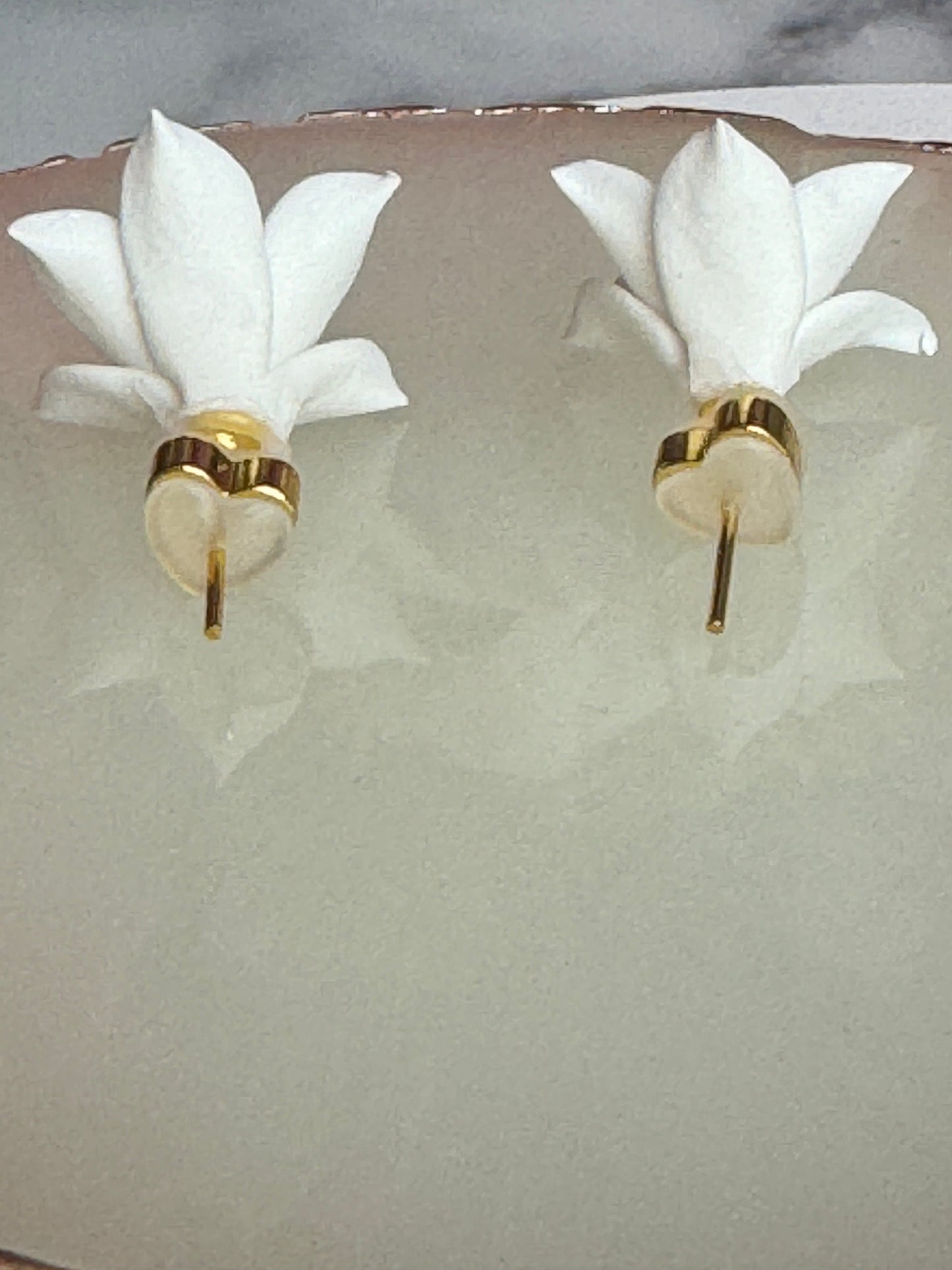 White Cattleya Orchid Studs • Unique Handmade Floral Jewelry • Bridesmaid Gift• Flower Earrings