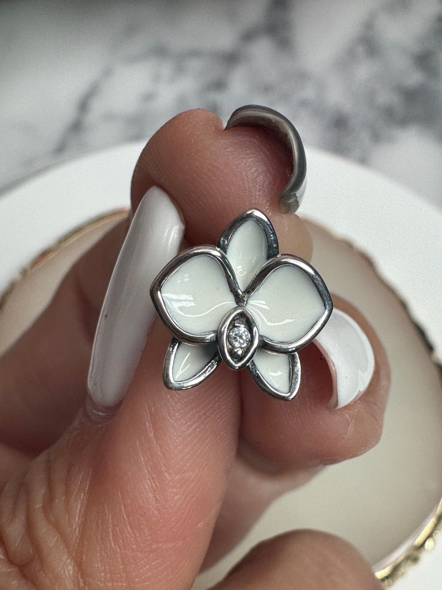 White Phalaenopsis Orchid Earrings β’ 925 Sterling Silver Flower Studs β’ Dainty Minimalist Jewelry β’ Gift for Her