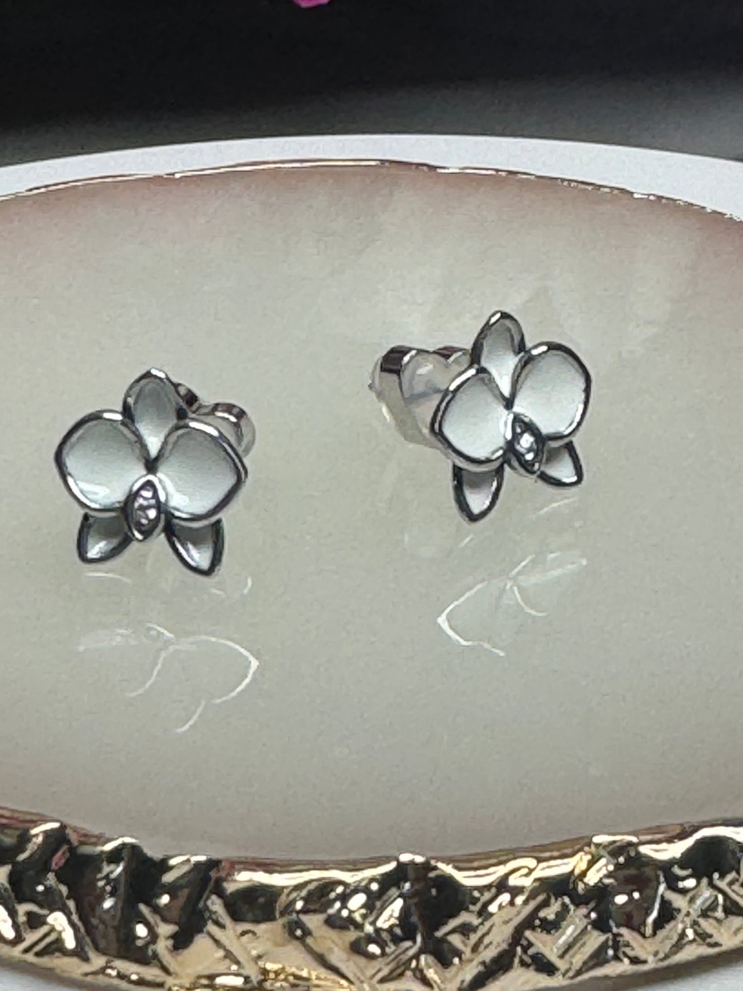 White Phalaenopsis Orchid Earrings β’ 925 Sterling Silver Flower Studs β’ Dainty Minimalist Jewelry β’ Gift for Her