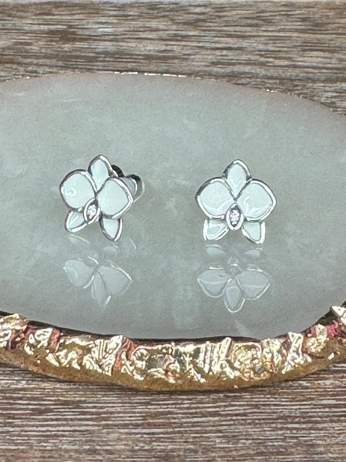 White Phalaenopsis Orchid Earrings β’ 925 Sterling Silver Flower Studs β’ Dainty Minimalist Jewelry β’ Gift for Her