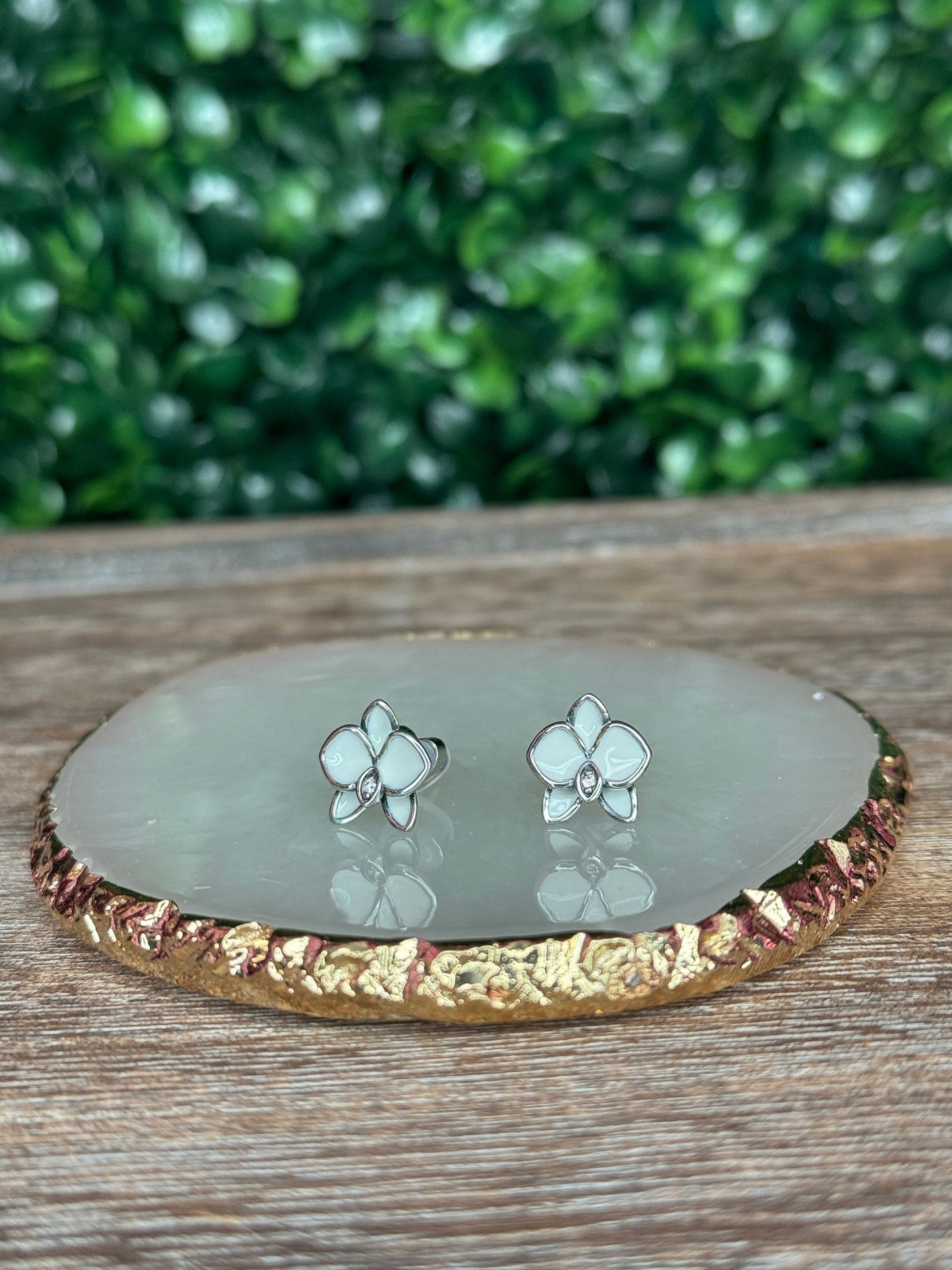 White Phalaenopsis Orchid Earrings β’ 925 Sterling Silver Flower Studs β’ Dainty Minimalist Jewelry β’ Gift for Her
