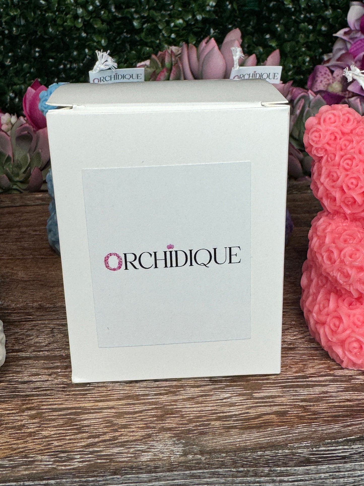 White Teddy Bear Soy Candle Orchid & Sea Salt Scented Decor