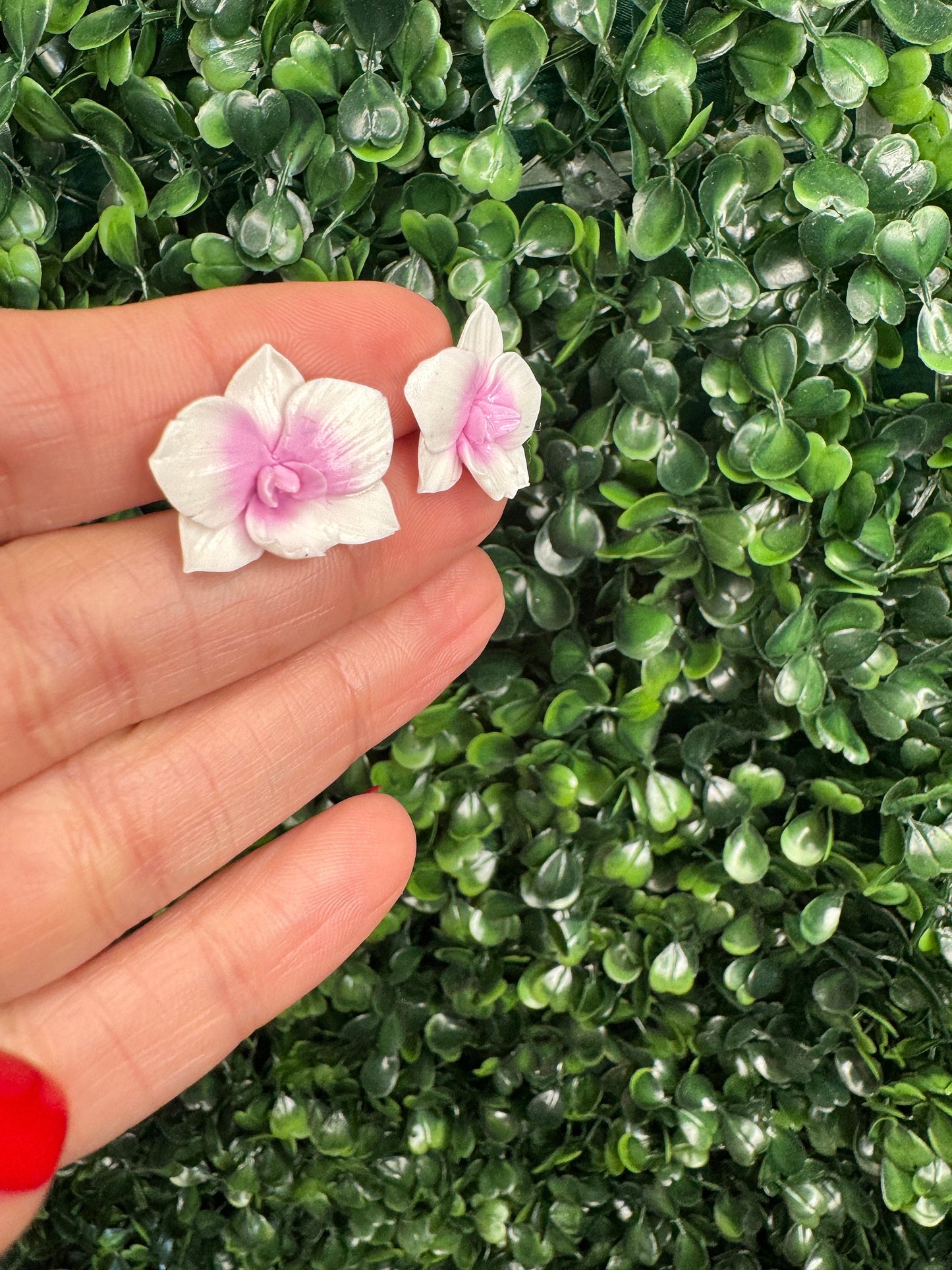 Whimsical: White and Pink Phalaenopsis Orchid Earrings • Handmade Floral Jewelry • Bridesmaid Gift• Flower Earrings