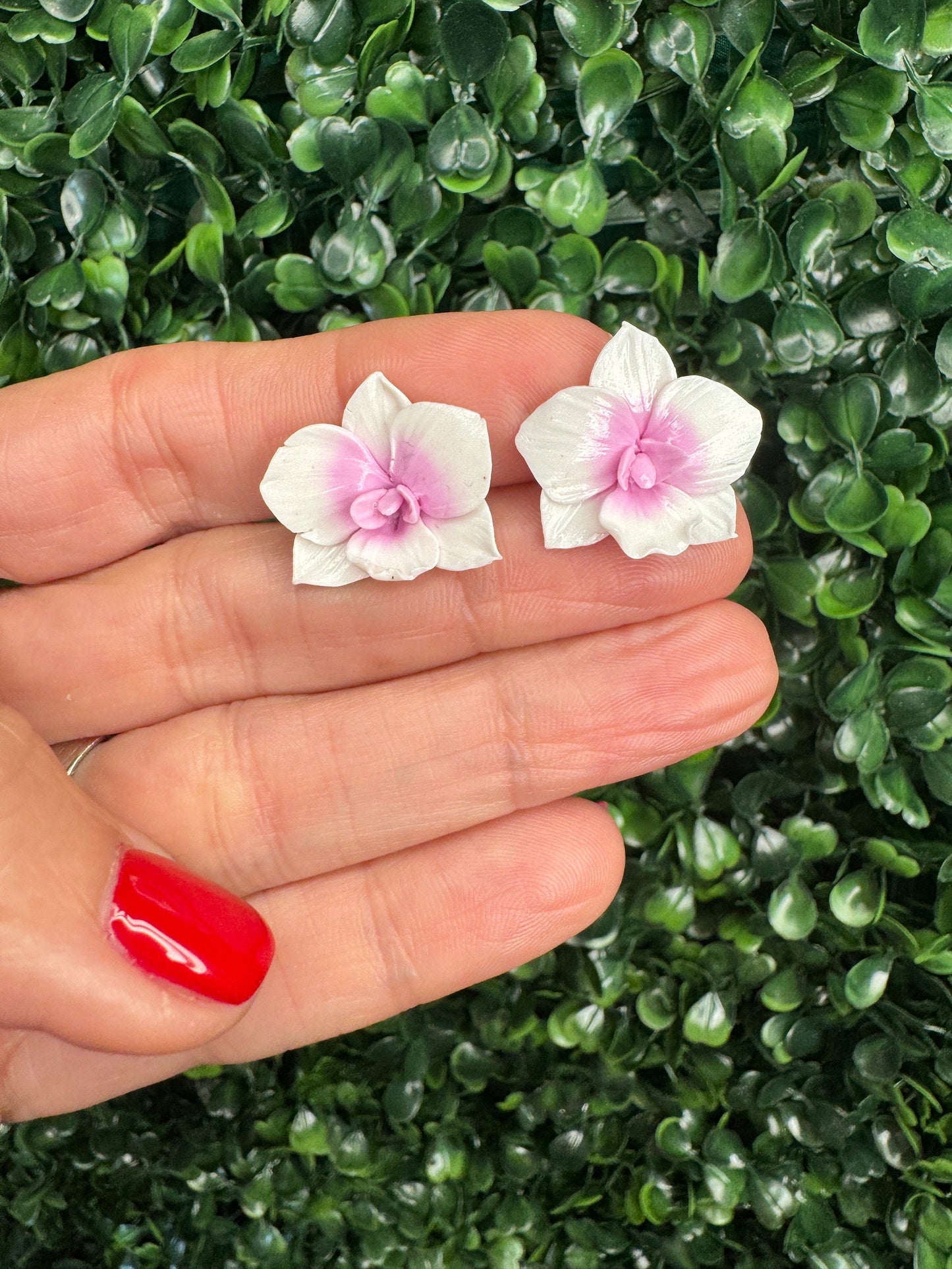 Whimsical: White and Pink Phalaenopsis Orchid Earrings • Handmade Floral Jewelry • Bridesmaid Gift• Flower Earrings