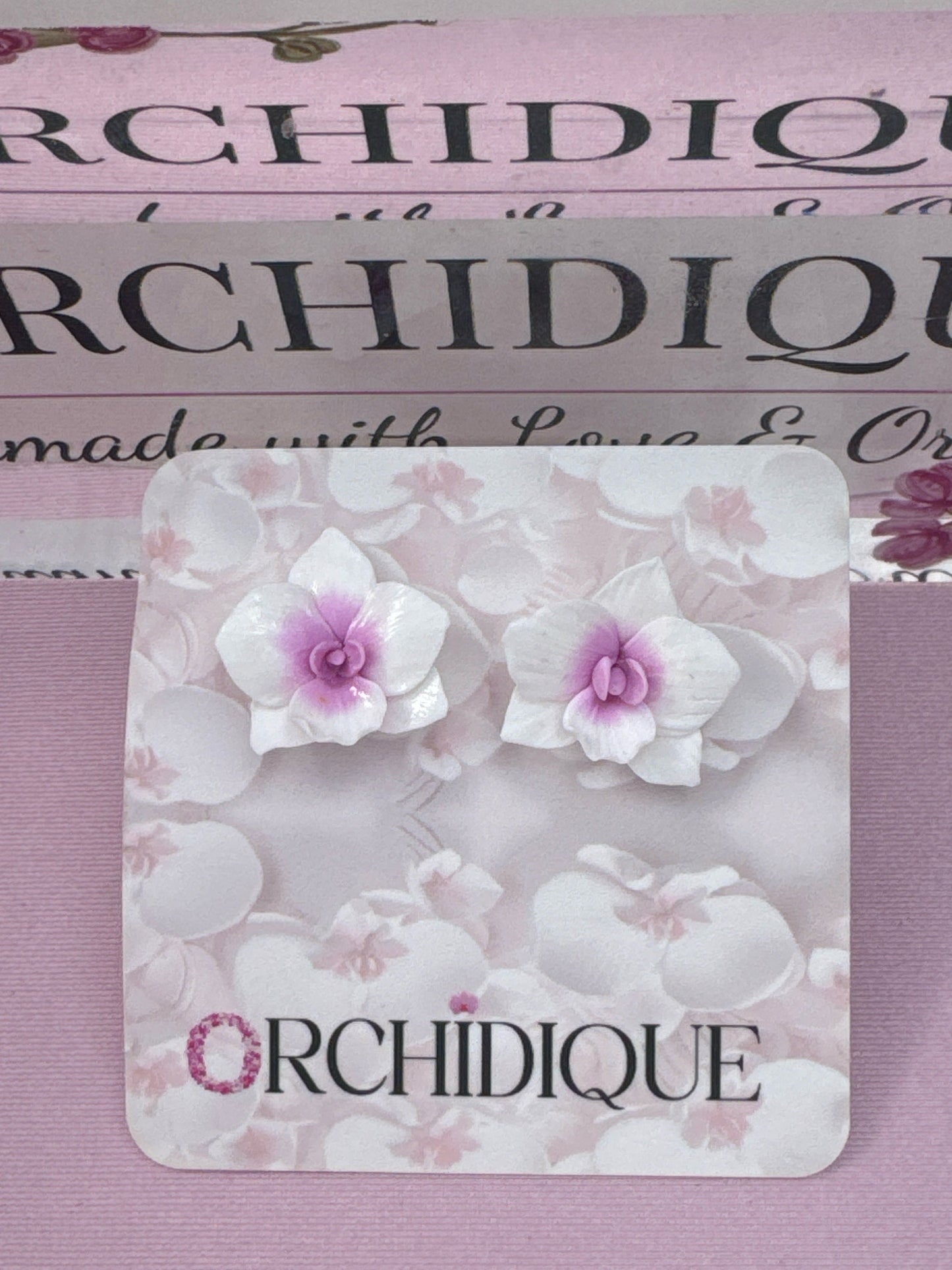 Whimsical: White and Pink Phalaenopsis Orchid Earrings • Handmade Floral Jewelry • Bridesmaid Gift• Flower Earrings