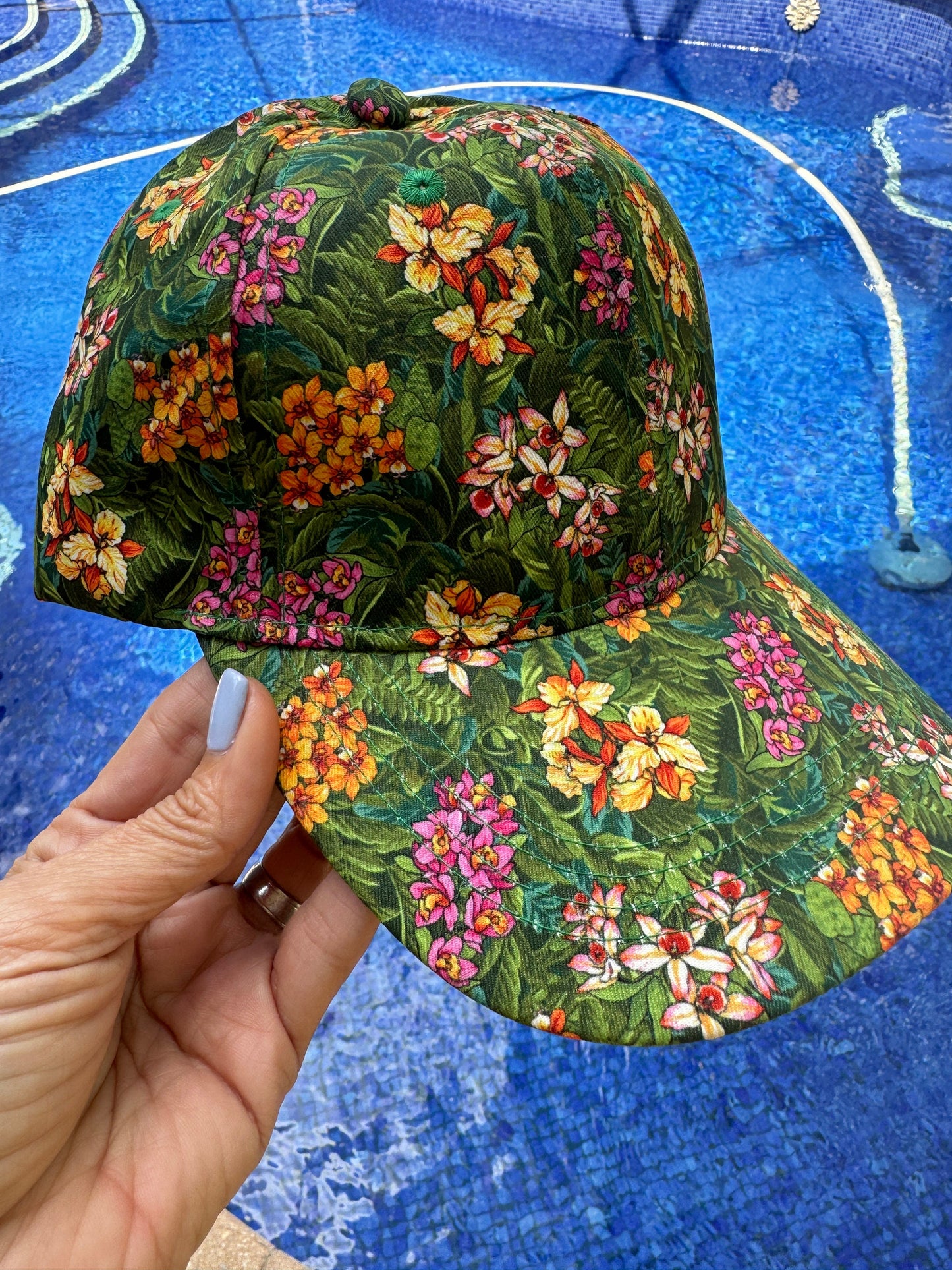 Garden Lover's Baseball Hat - Tropical Orchid Embroidered Baseball Cap, Adjustable - Orchidique