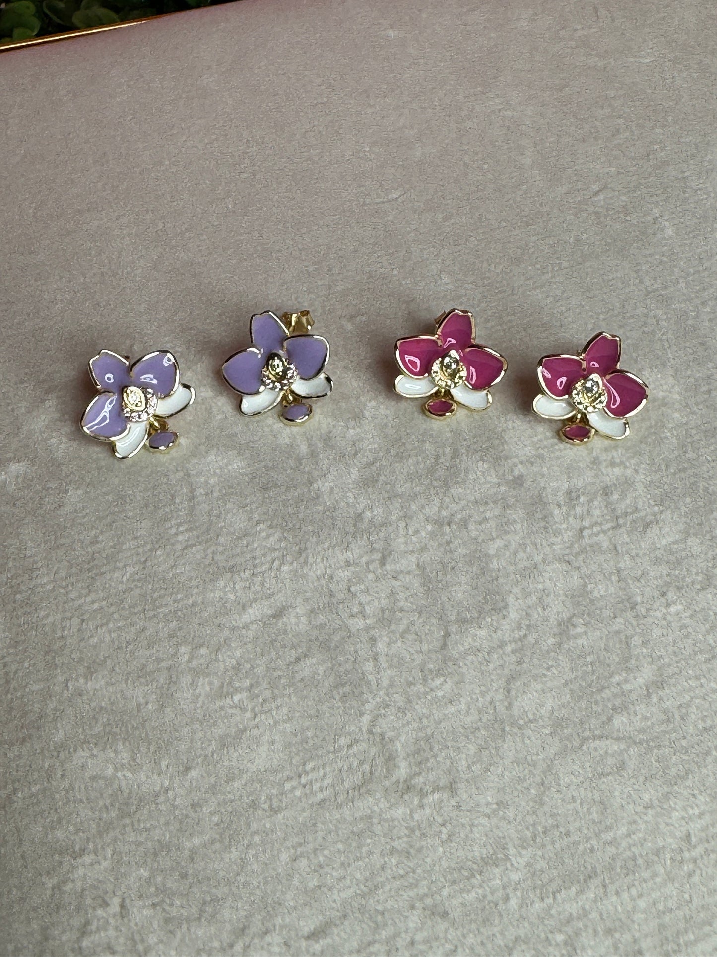 Purple Phalaenopsis Orchid Stud Earrings –Inspired by my “Cutie” flower • Orchid Flower Earrings • Sterling Silver Gold Plated Studs