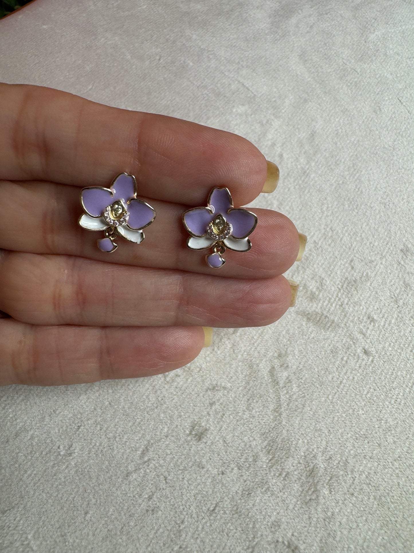 Purple Phalaenopsis Orchid Stud Earrings –Inspired by my “Cutie” flower • Orchid Flower Earrings • Sterling Silver Gold Plated Studs