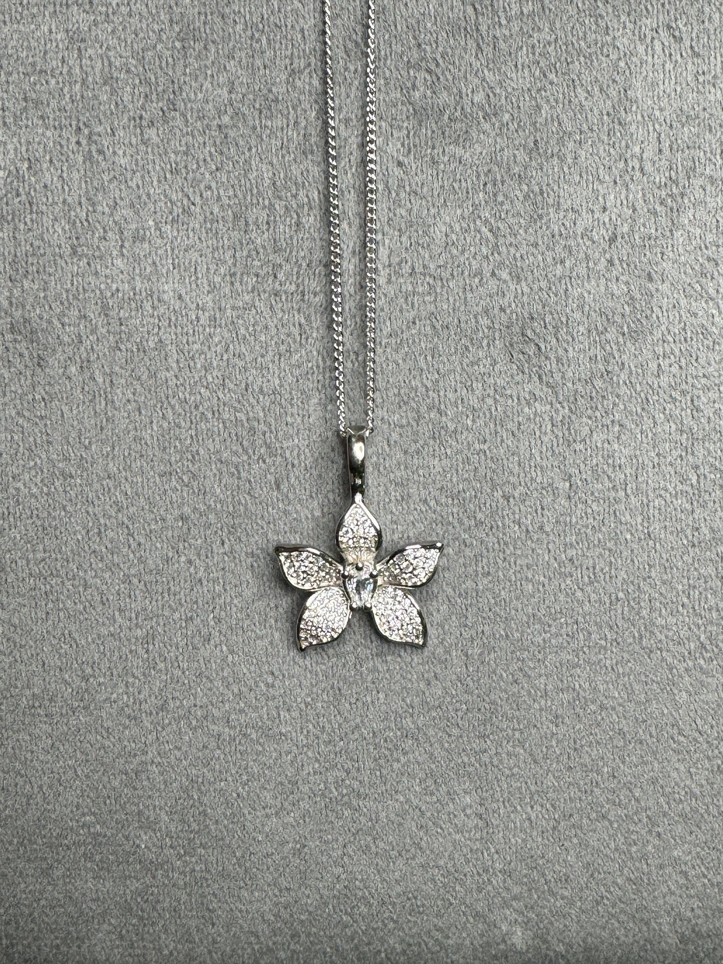 Rose Gold Sparkles Cattleya Pendant Necklace – 18k Rose Gold Pendant Necklace • Sterling Silver Orchid Flower Necklace • Orchid Jewelry Set - Orchidique