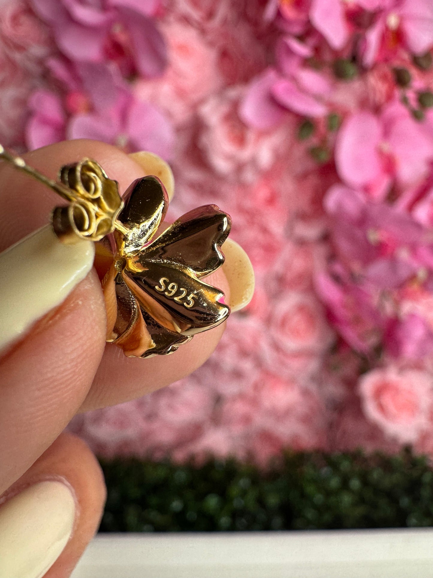 Vanda Pink Joaquim Orchid- Inspired Earrings β’ White Orchid Enamel with Cubic Zircon β’ Gold Stud Earrings β’ Orchid Earrings